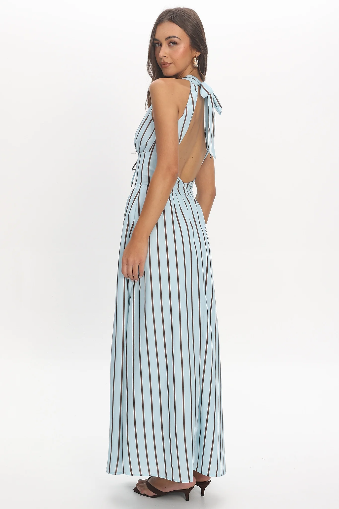 Cabana Stripe Maxi Dress Light Blue - luluinthesky