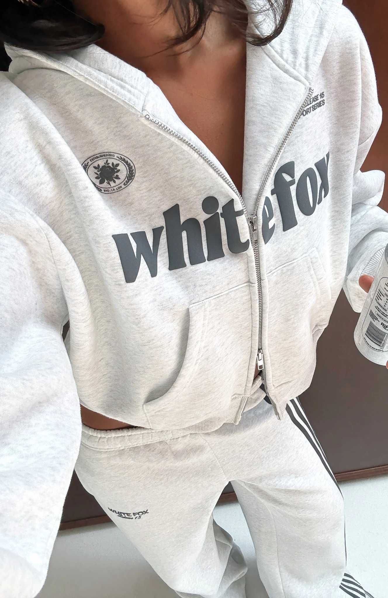 Release 15 Janie Boxy Zip Front Hoodie Grey Marle