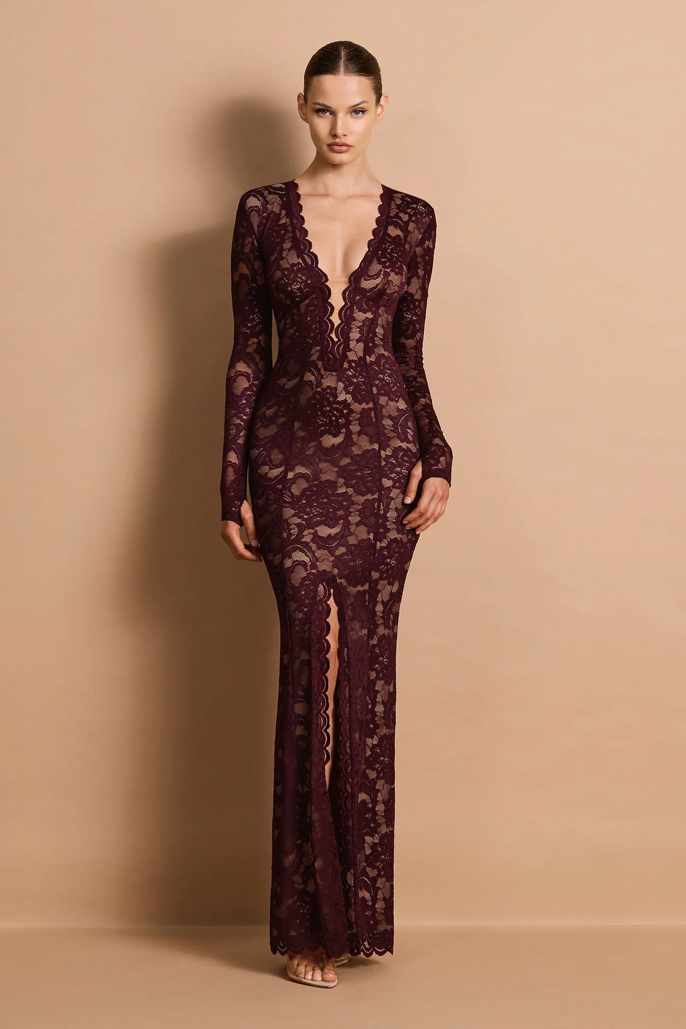 Delphine LS Lace Gown