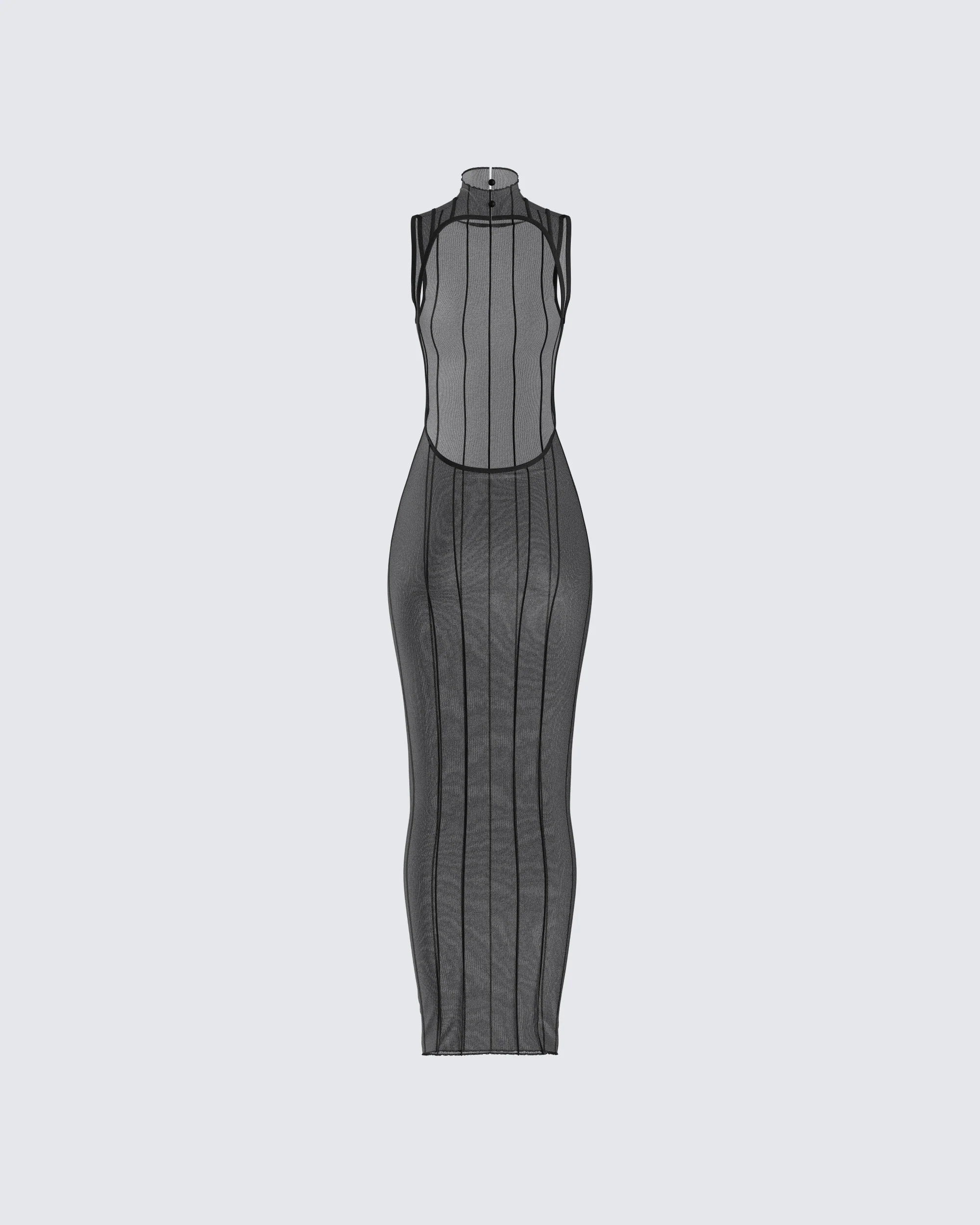 Zeal Black Mesh Bodycon Maxi Dress