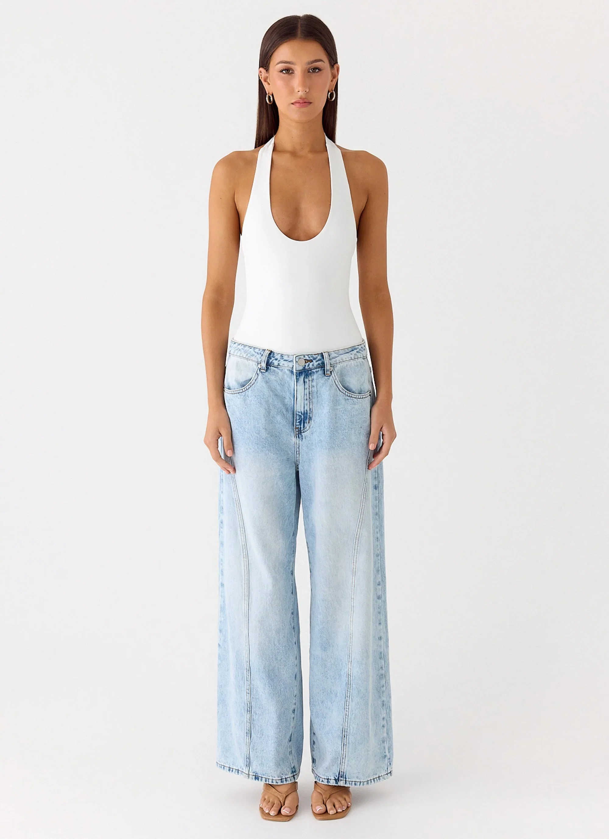 Set The Scene Halter Bodysuit - White