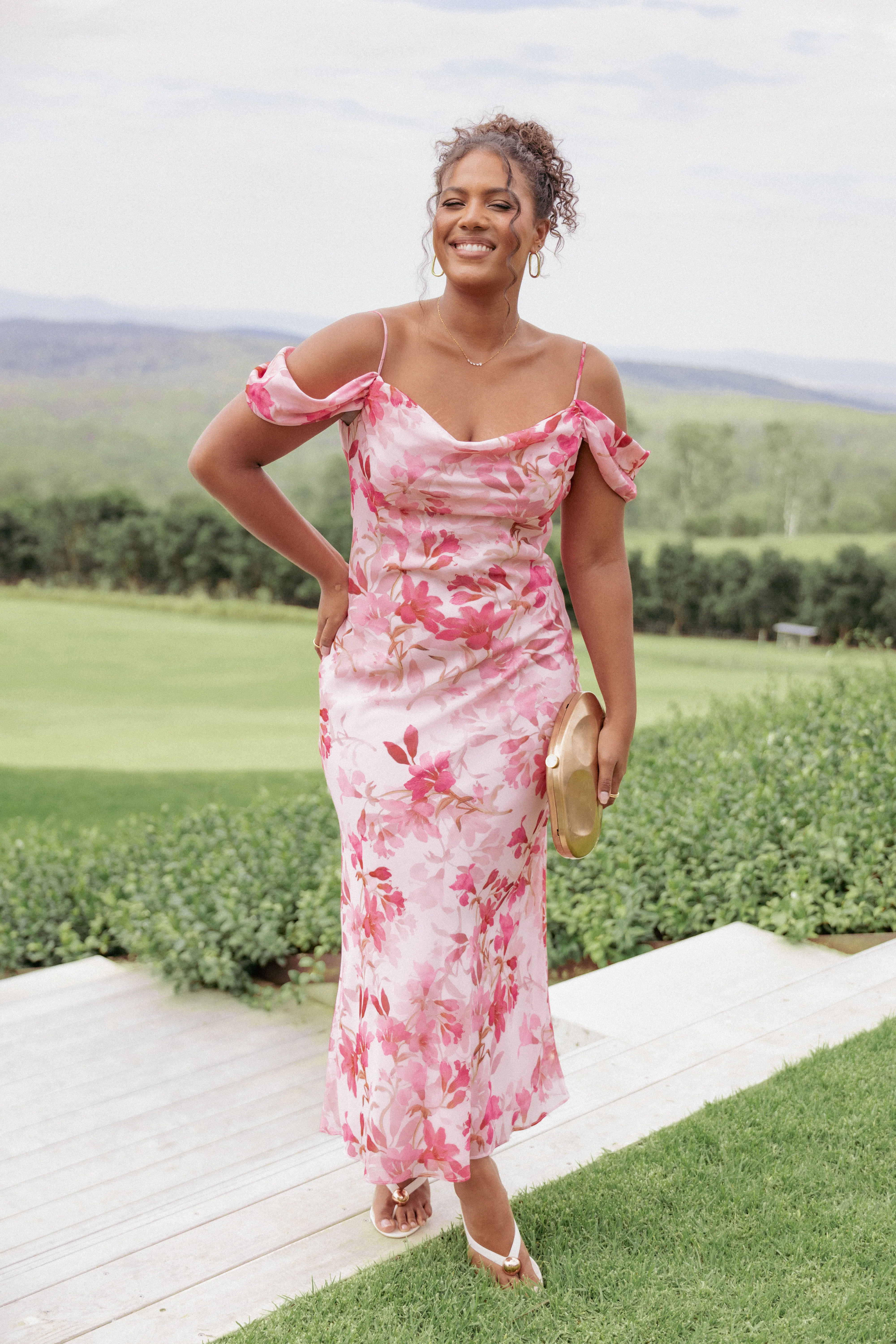 Esther Midi Dress - Pink Floral