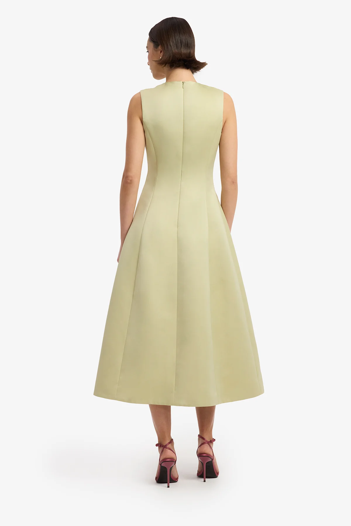 Cleo Embroidered Sleeveless Midi Dress - Pistachio Rose Print