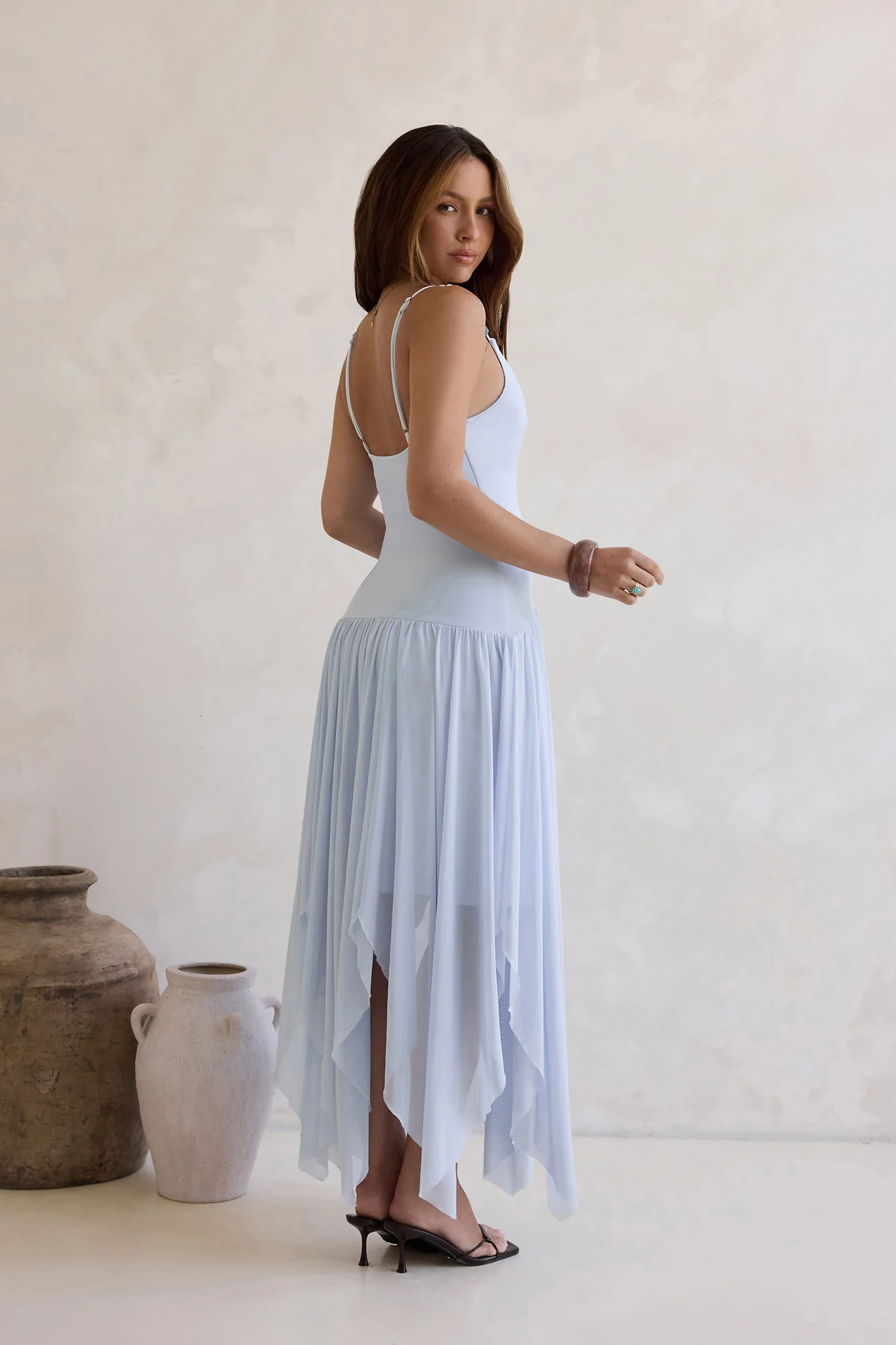 Call Me Later Mesh Maxi Dress Blue - luluinthesky
