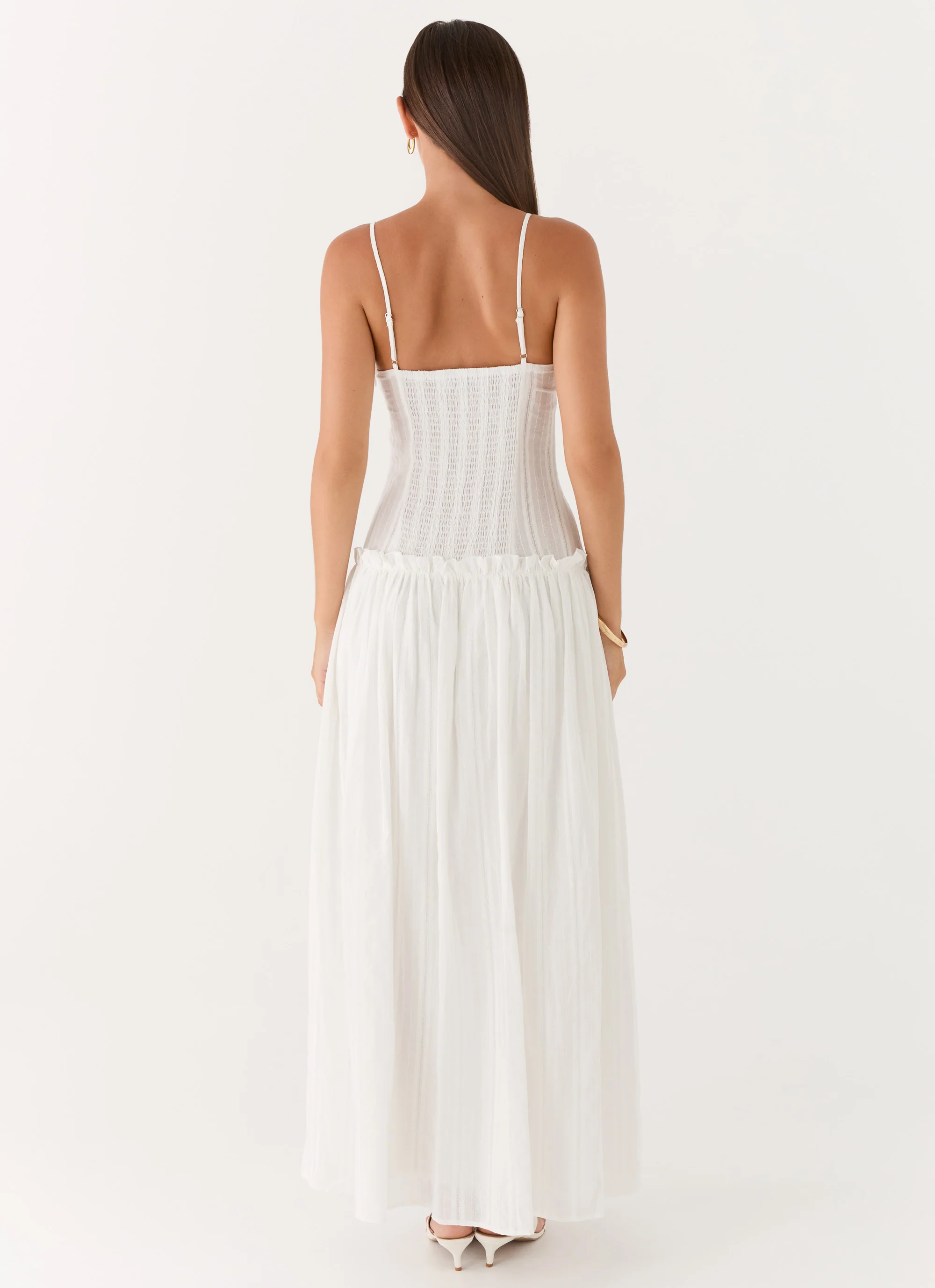 Jacinda Drop Waist Maxi Dress - Ivory - luluinthesky
