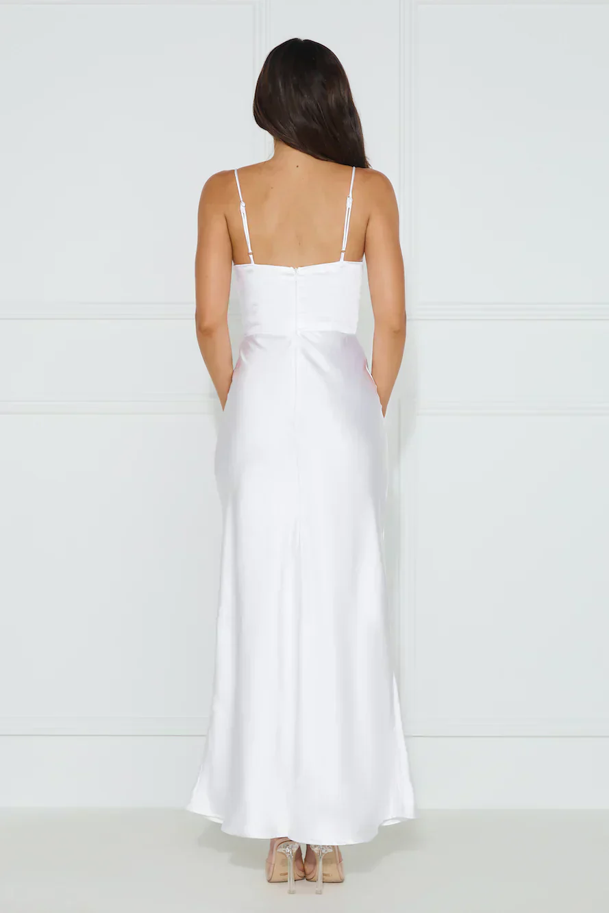 Nobody But You Satin Maxi Dress White - luluinthesky