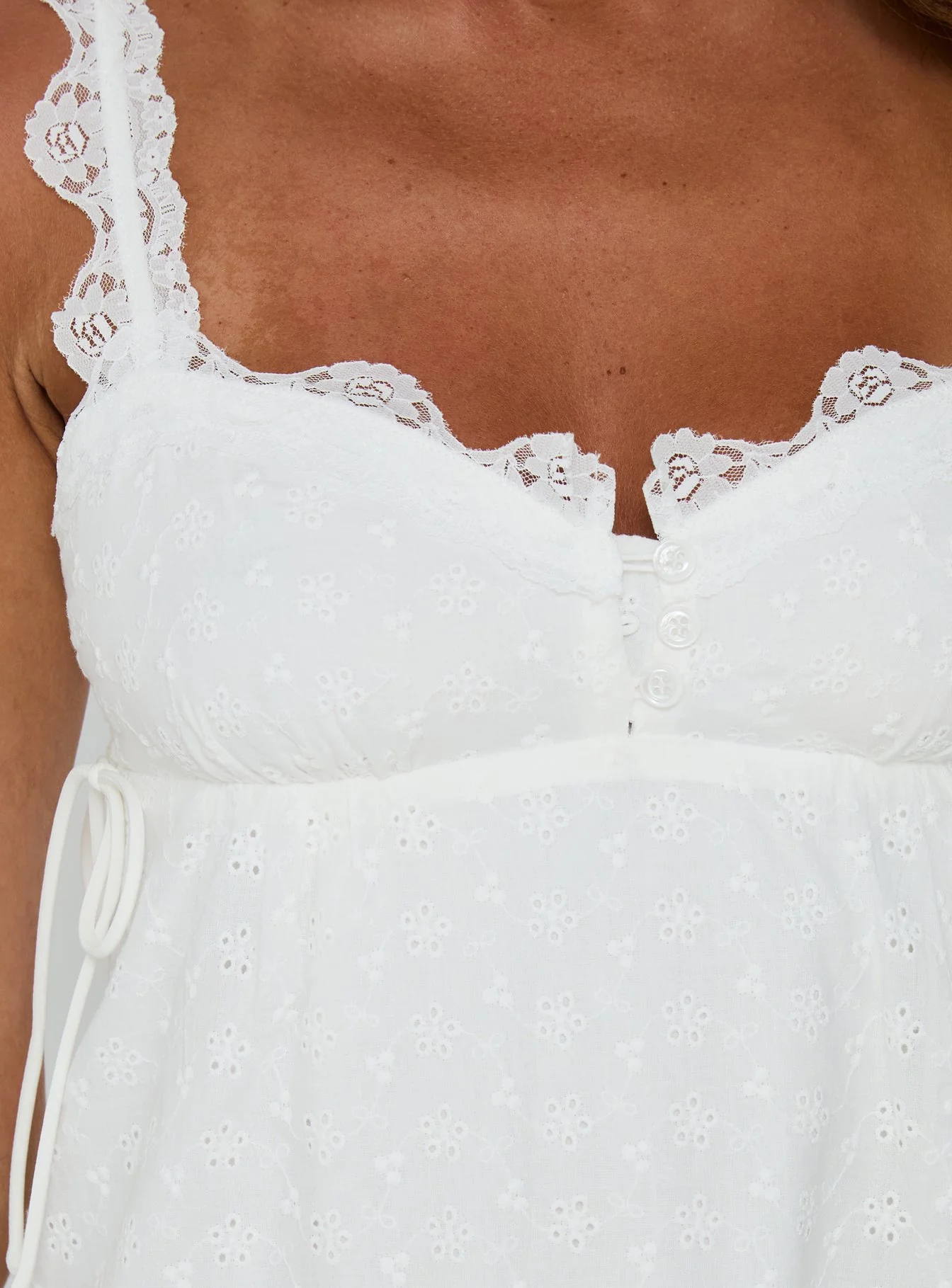 Serabella Anglaise Mini Dress White - luluinthesky