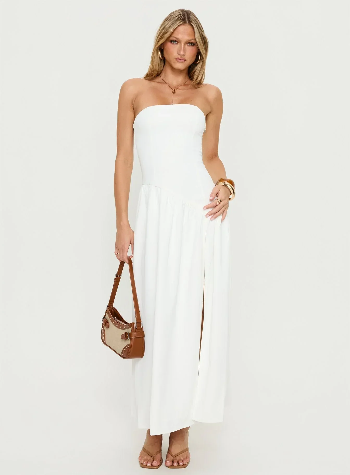 Meredithe Strapless Maxi Dress White