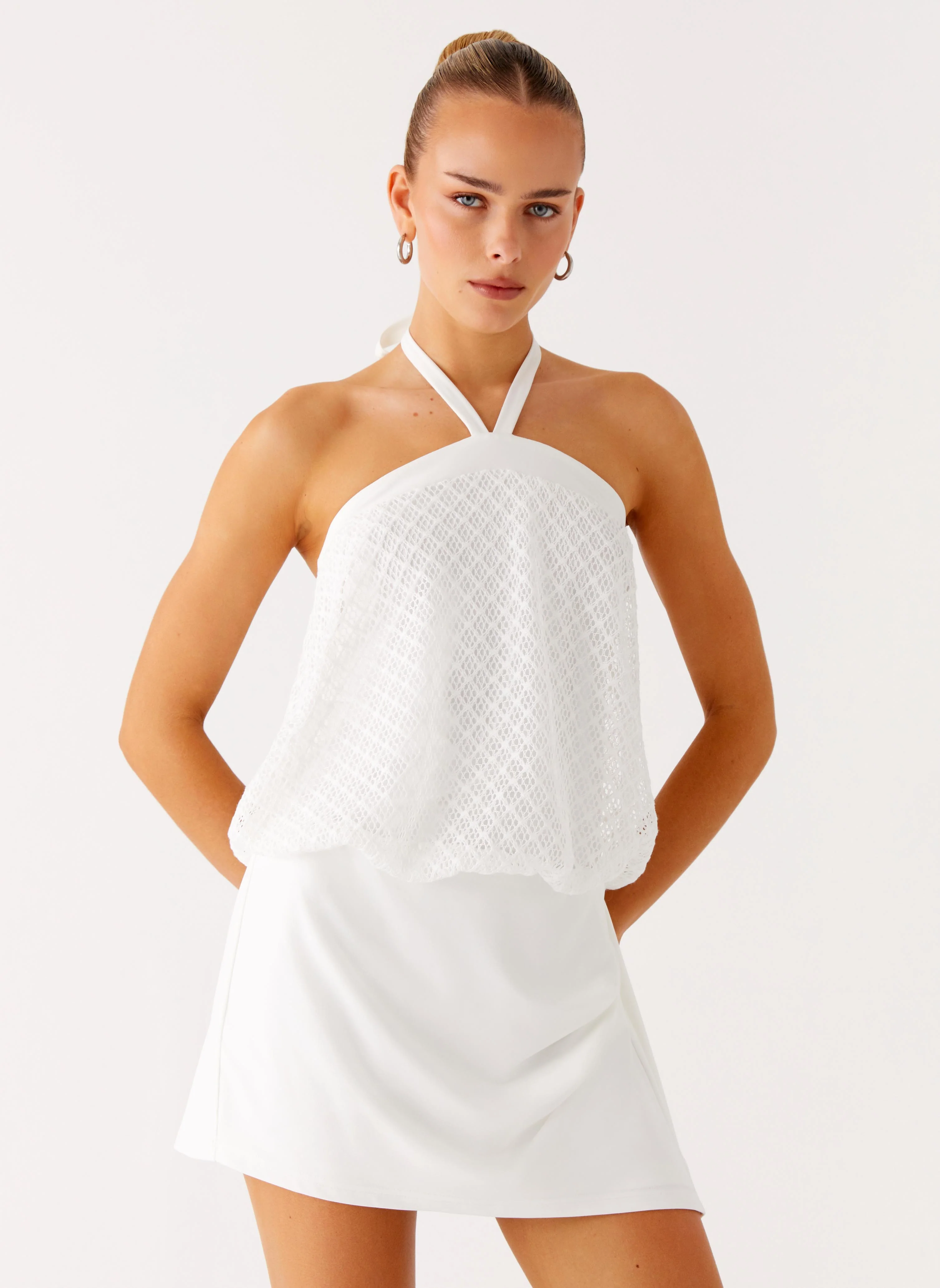 Switch Up Halter Mini Dress - Ivory
