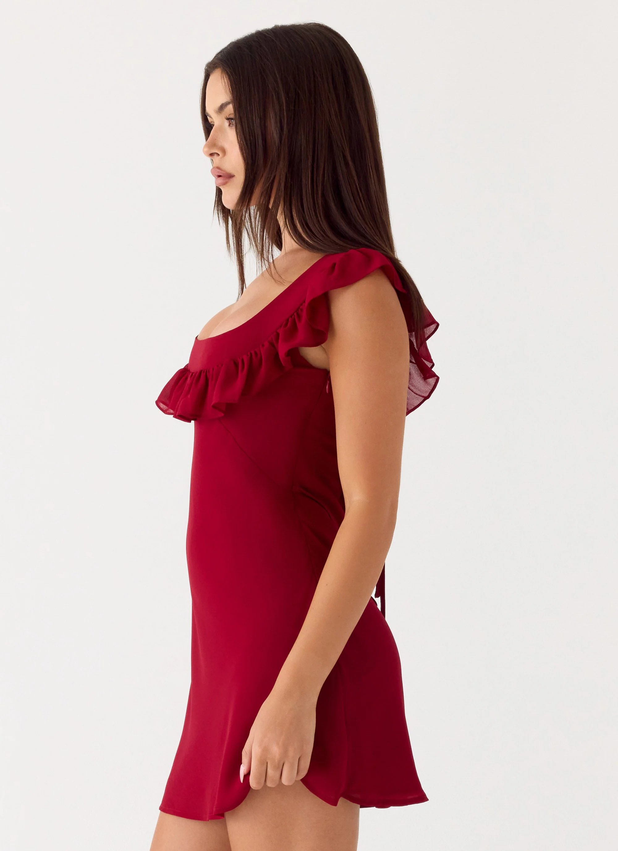 Malina Mini Dress - Deep Red - luluinthesky