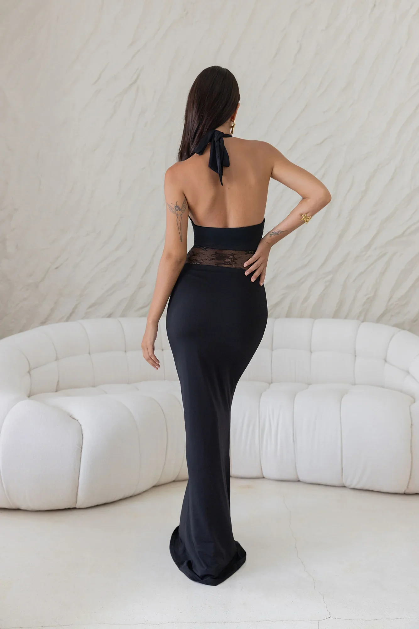 Sleek Icon Halter Maxi Dress Black