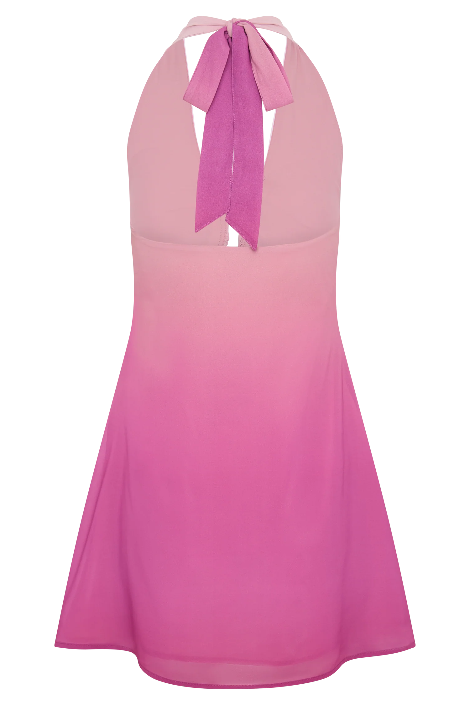 Malakhai Chiffon Halter Mini Dress - Ombre Pink