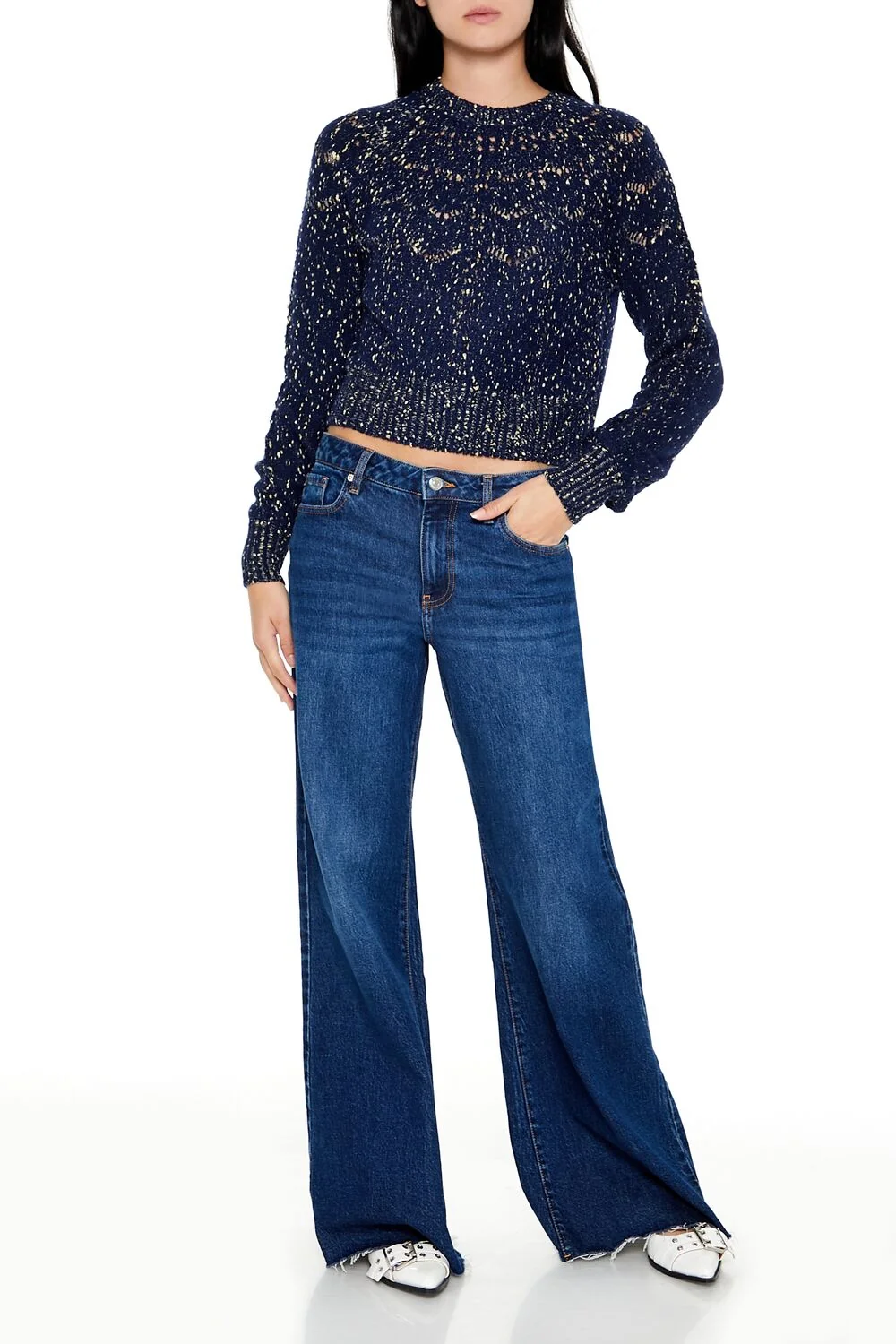Metallic Pointelle Sweater