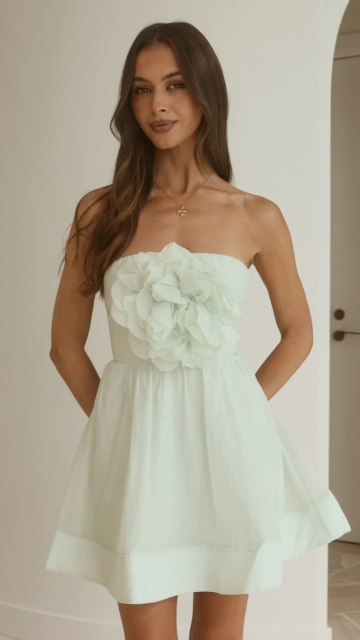 Elisa Strapless Mini Dress - Mint