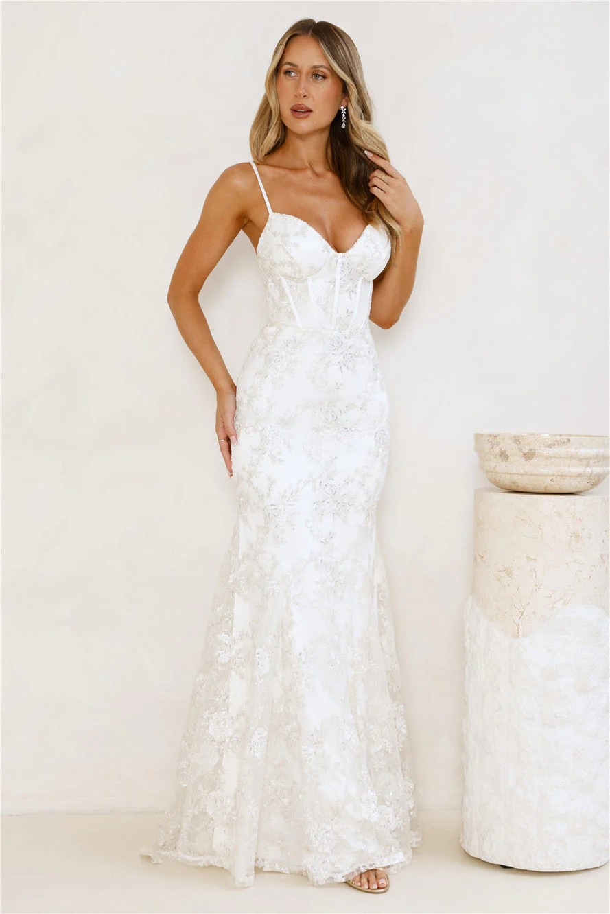 On The Silver Screen Sequin Maxi Dress Off White - luluinthesky