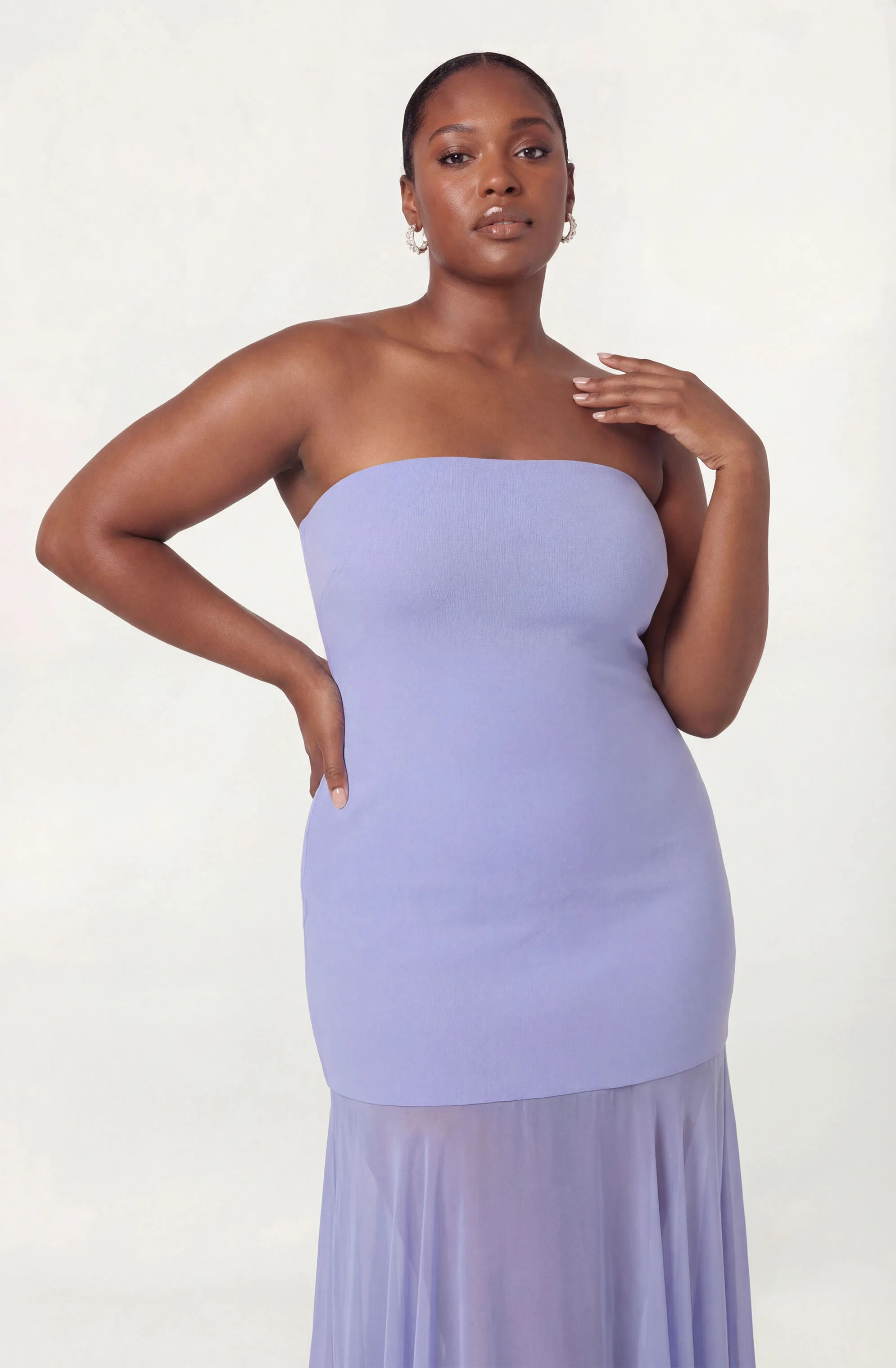 Lizet Strapless Mini Dress With Sheer Maxi Overlay