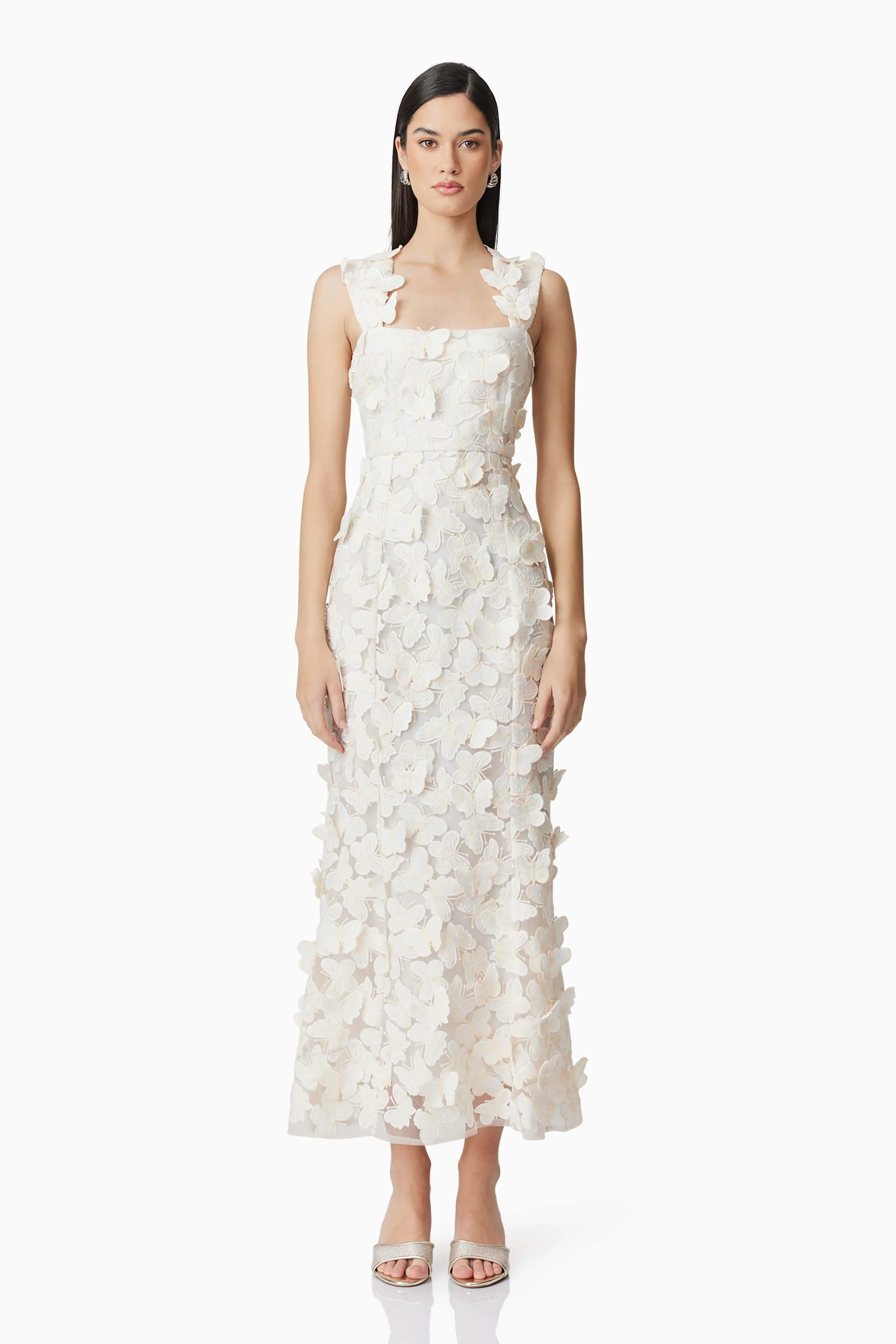 Scarlett Butterfly Midi Dress In White