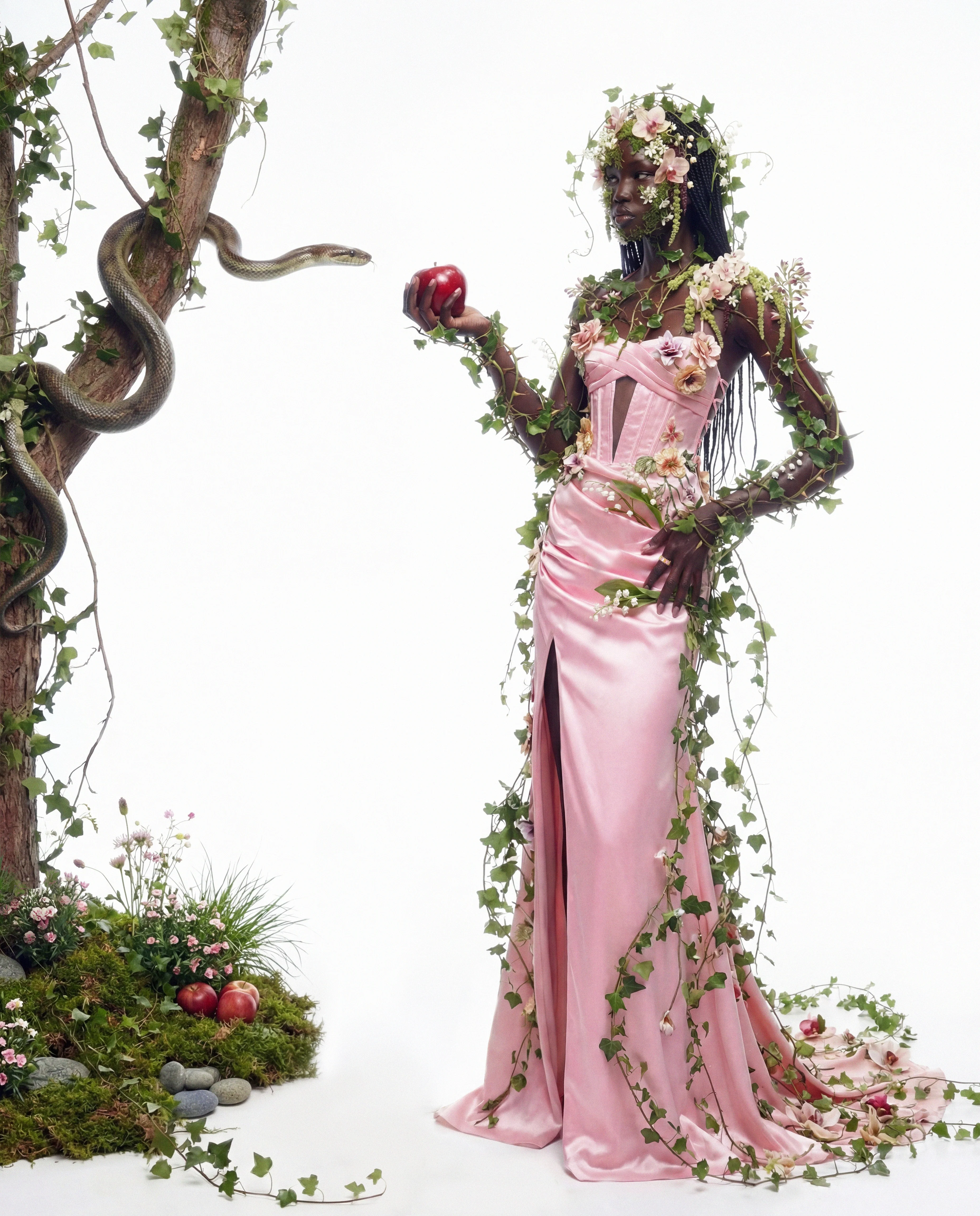 Trixa Pink Satin Cut Out Maxi Dress