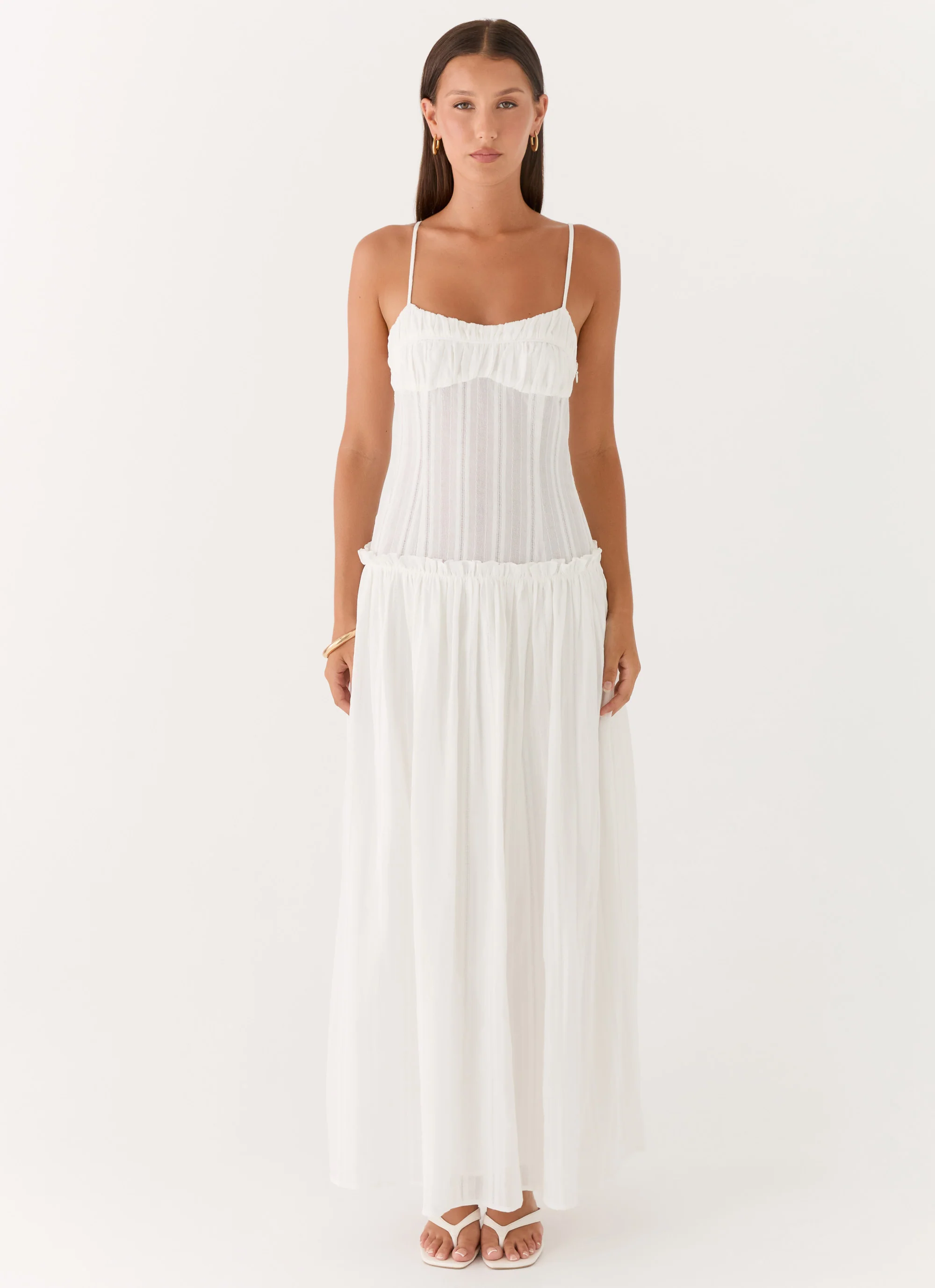 Jacinda Drop Waist Maxi Dress - Ivory - luluinthesky