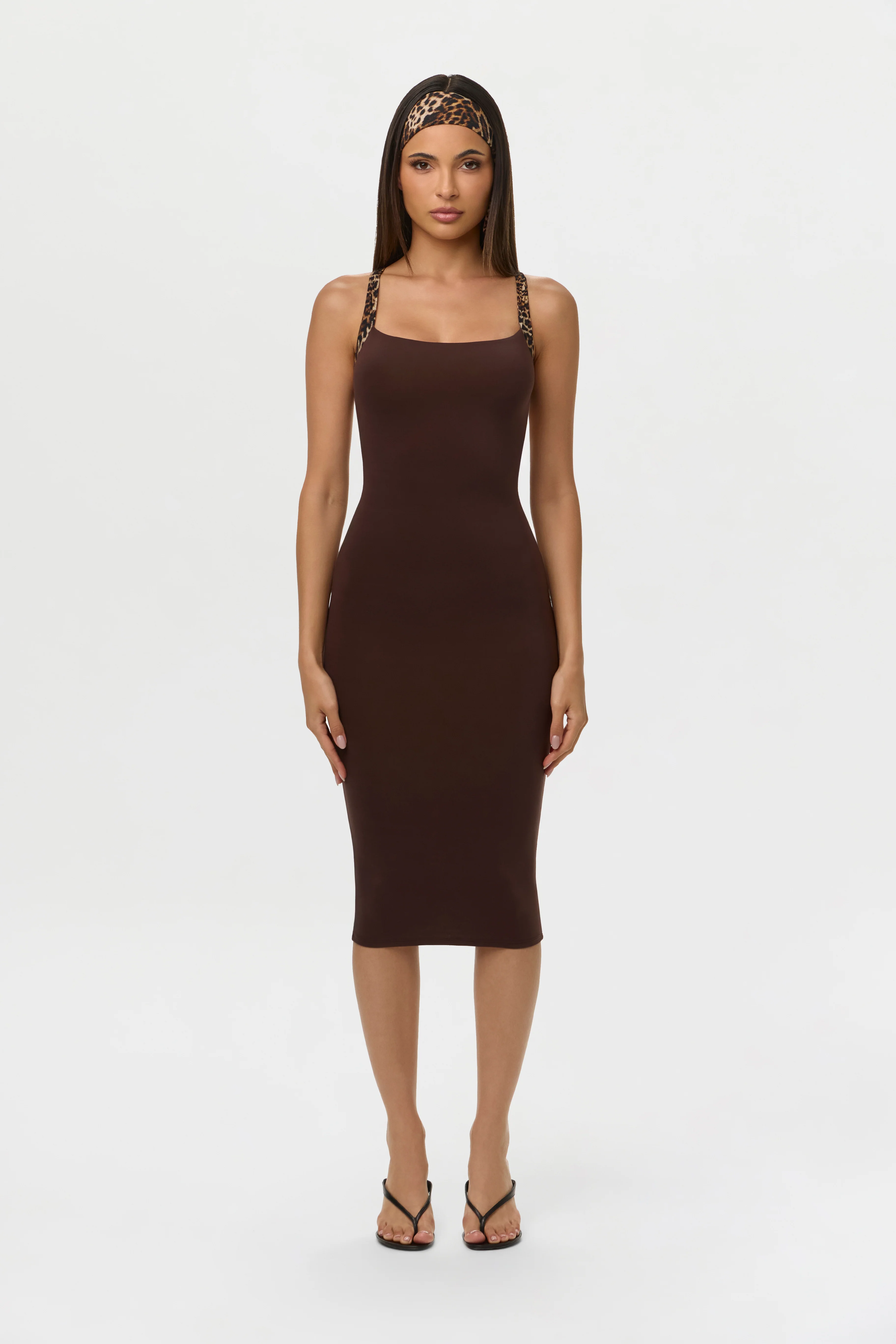 Naked Midi Dress with Print Straps