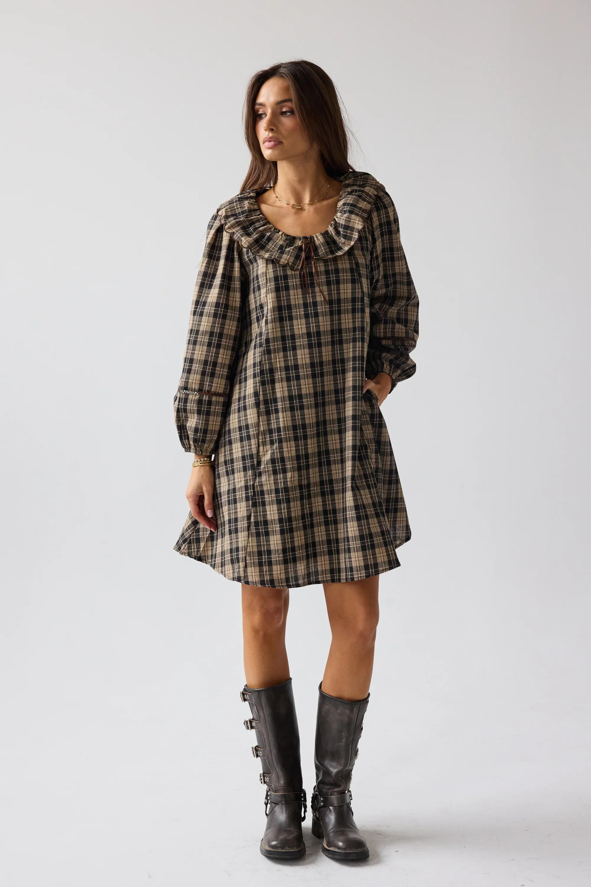 Darlene Plaid Midi Dress
