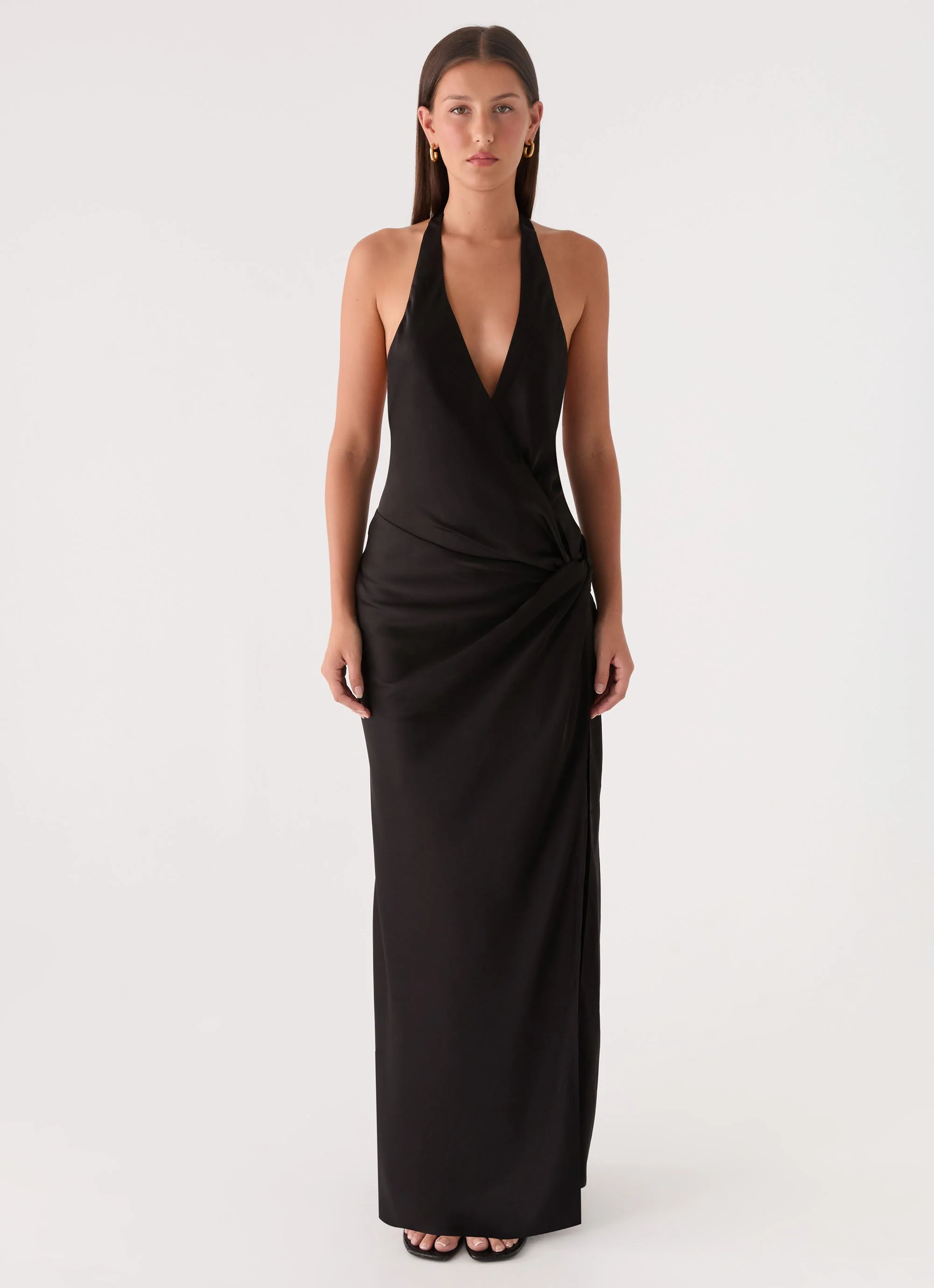 Lumae Halter Maxi Dress - Black - luluinthesky