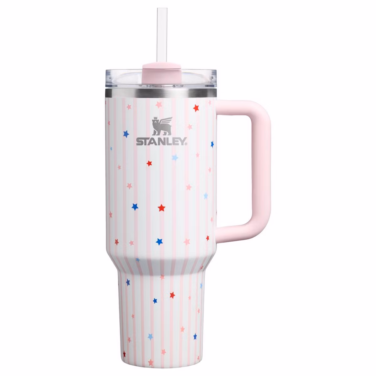 Stanley 40 oz Stainless Steel H2.0 FlowState Quencher Tumbler Pink Starry Stripes