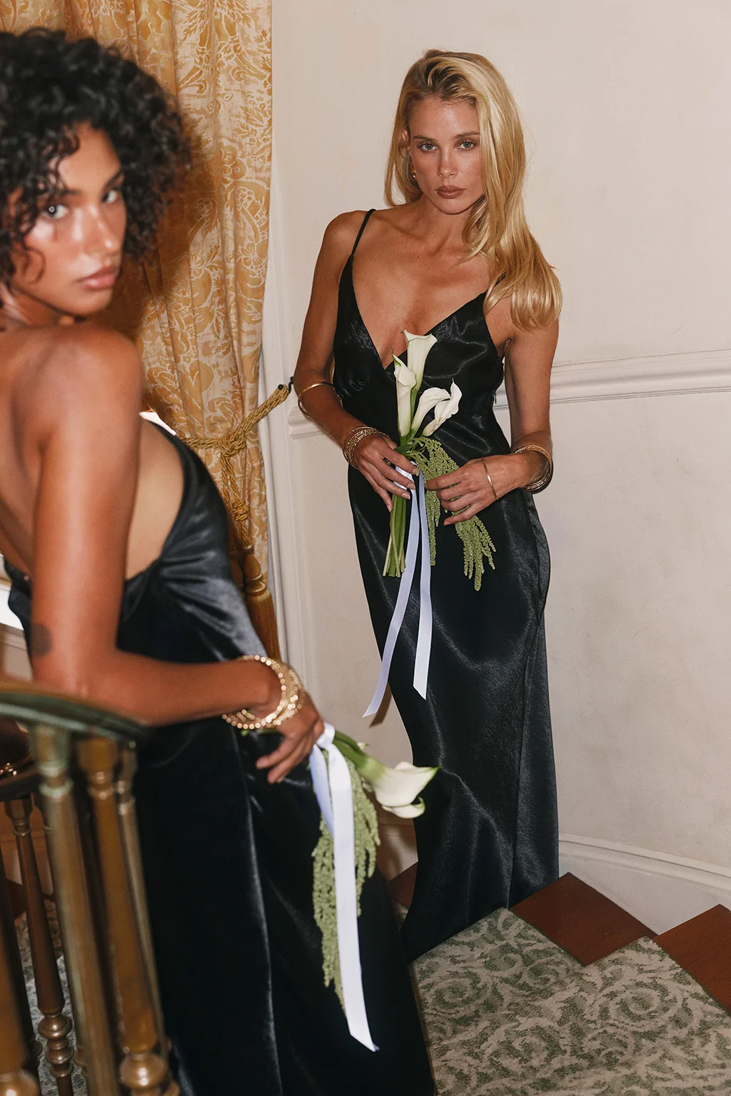 Mirabella Black Satin Maxi Dress