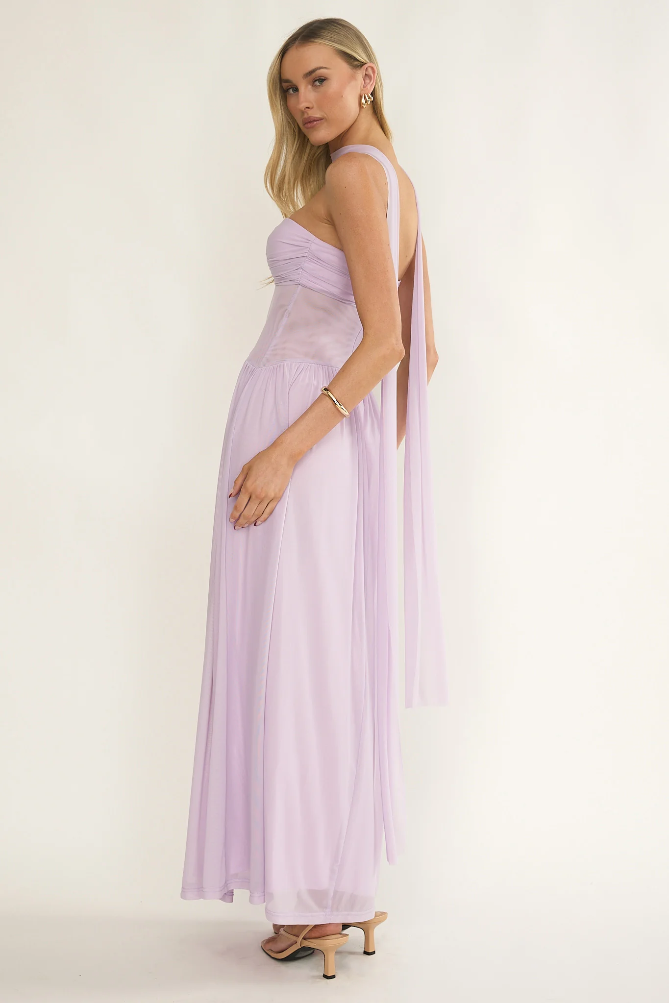 Annita Sheer Waist Maxi Dress Lilac