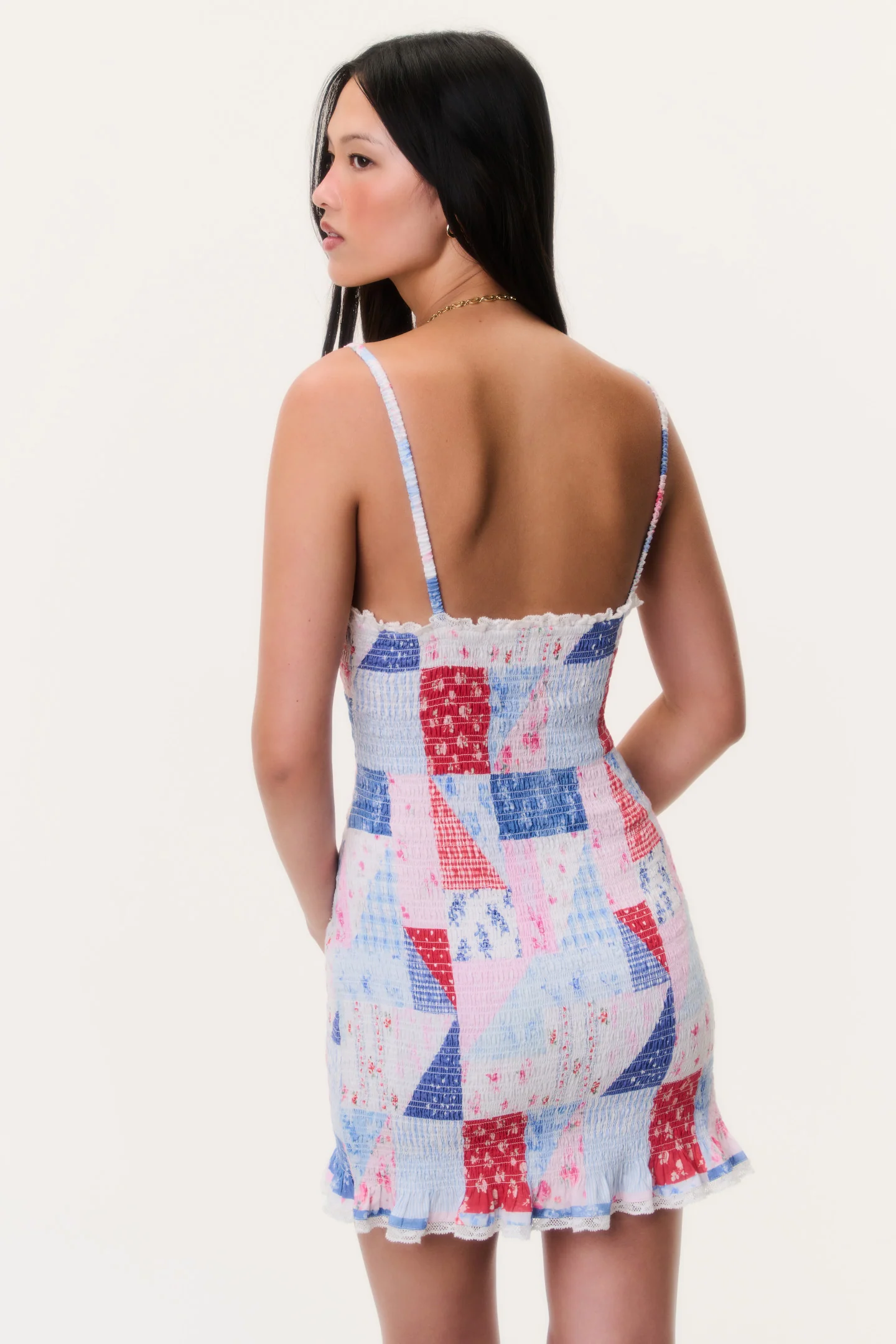Solier Patchwork Print Mini Dress