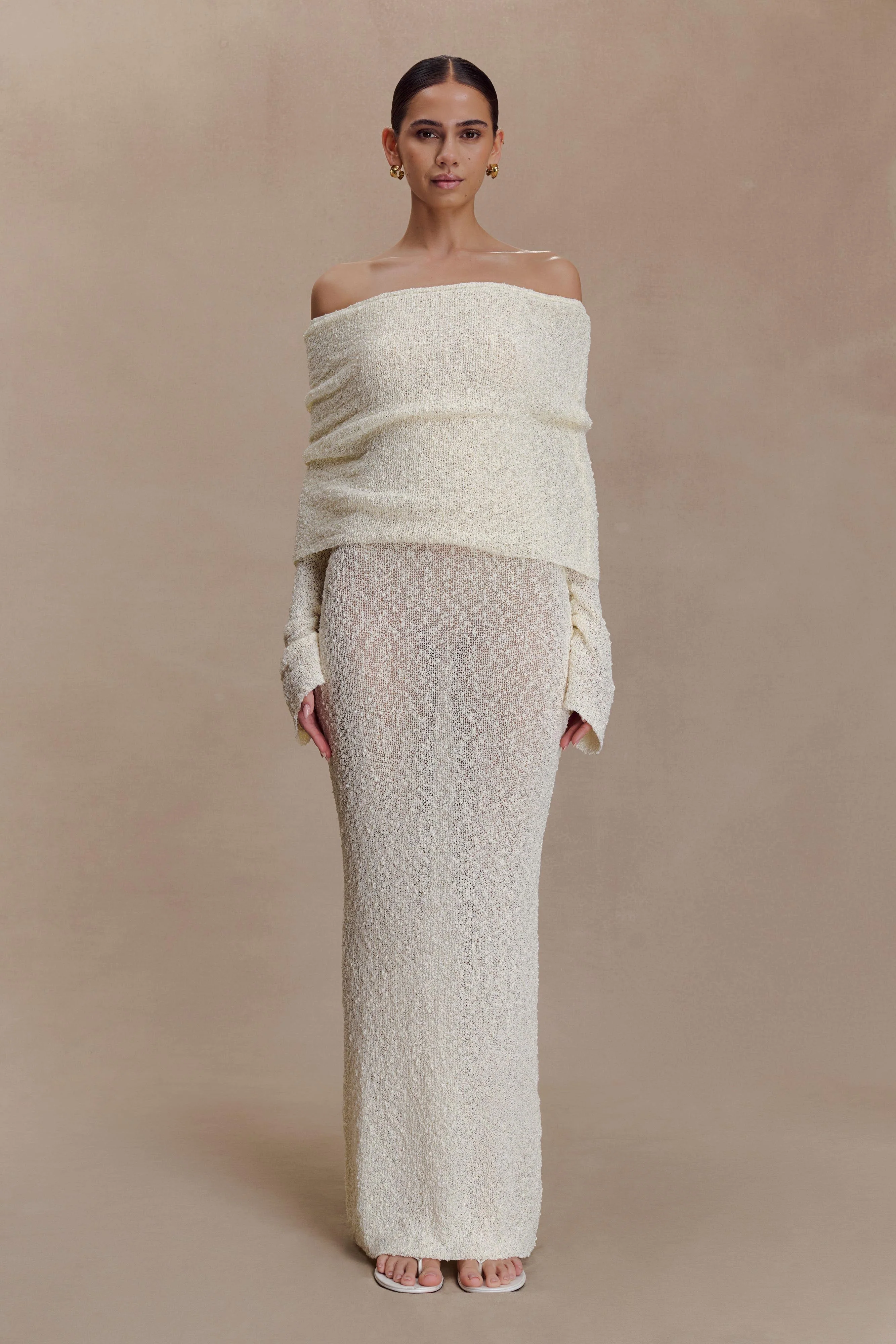 Marisol-Off-Shoulder-Boucle-Maxi-Dress-Ivory