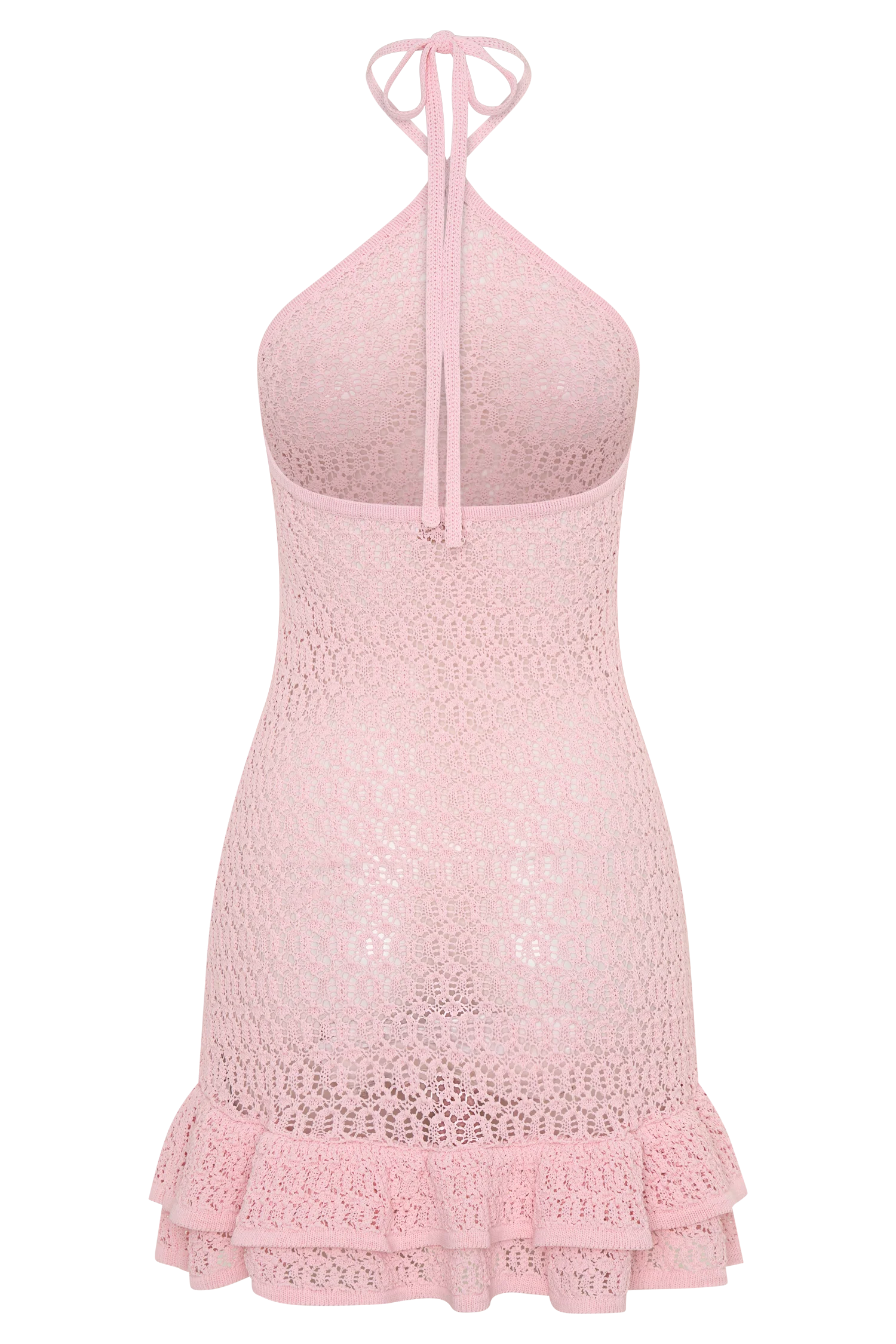Carrisa Crochet Knit Mini Dress - Baby Pink