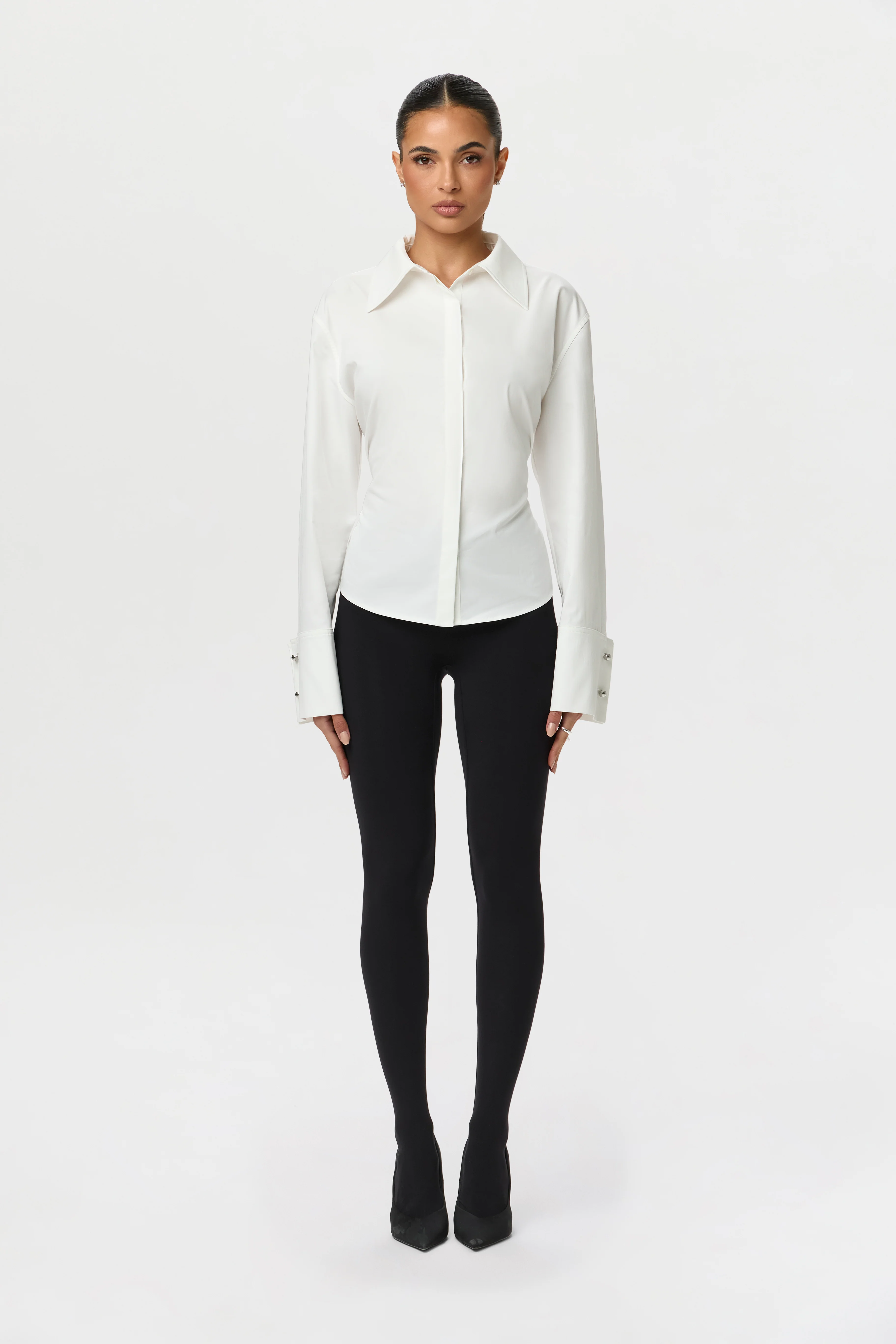 Shirting Contour Button Up Top