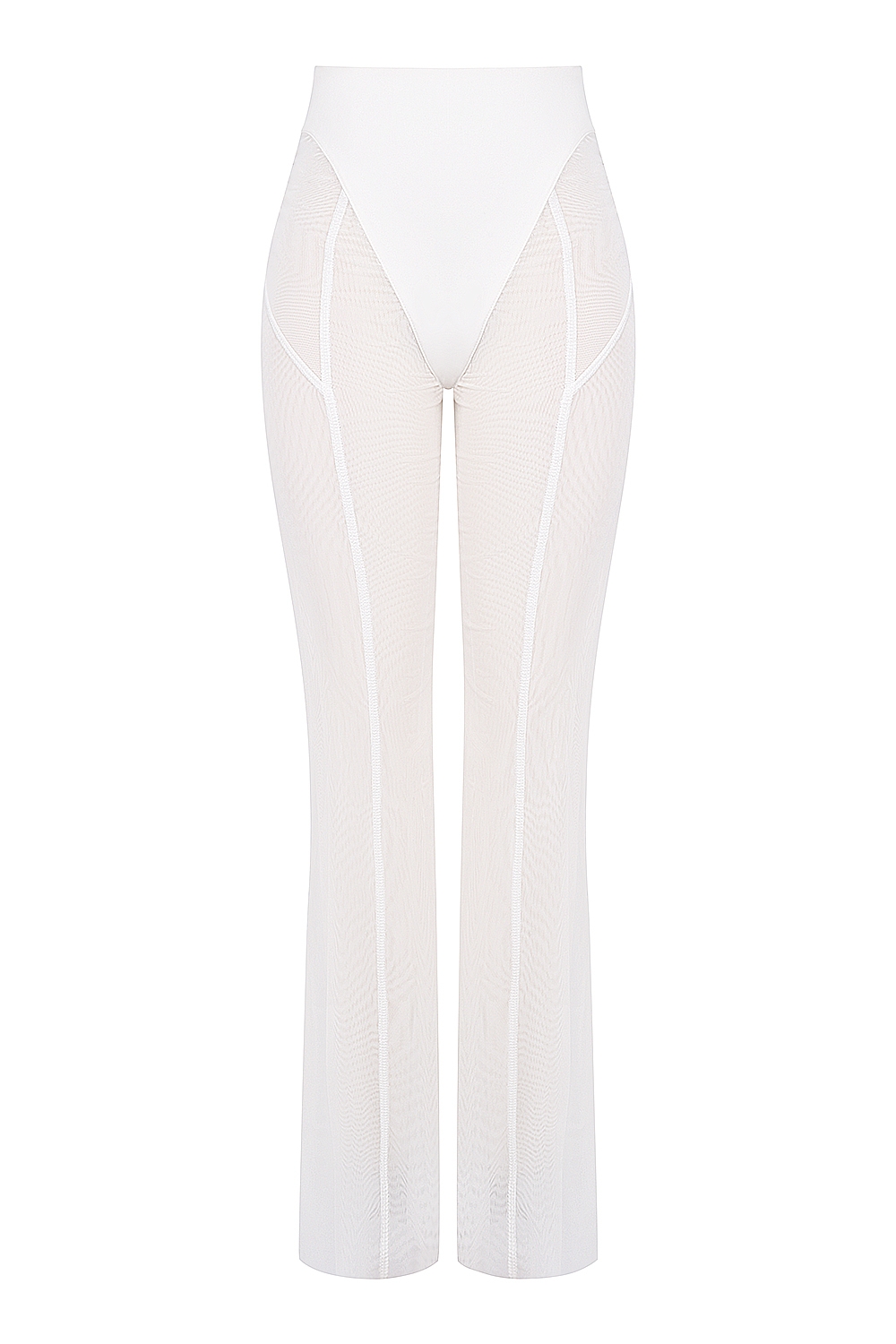 White Mesh High Waist Trousers