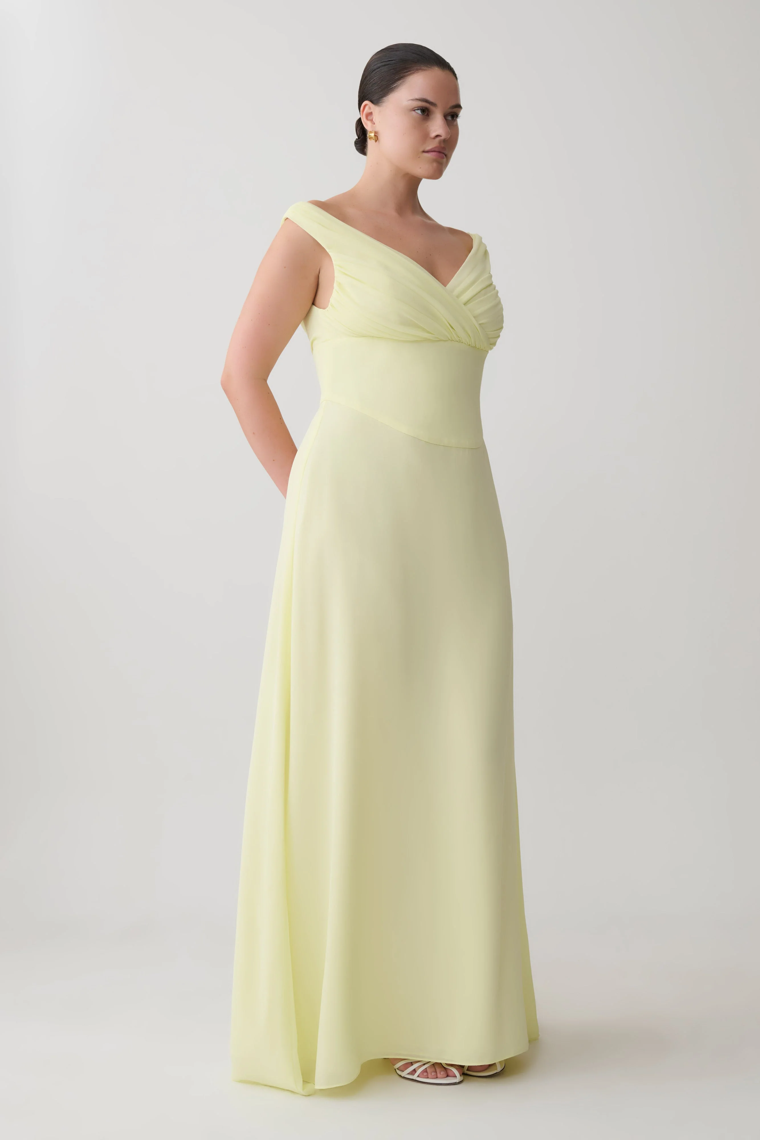 Mabel-Off-Shoulder-Chiffon-Maxi-Dress-Lemon