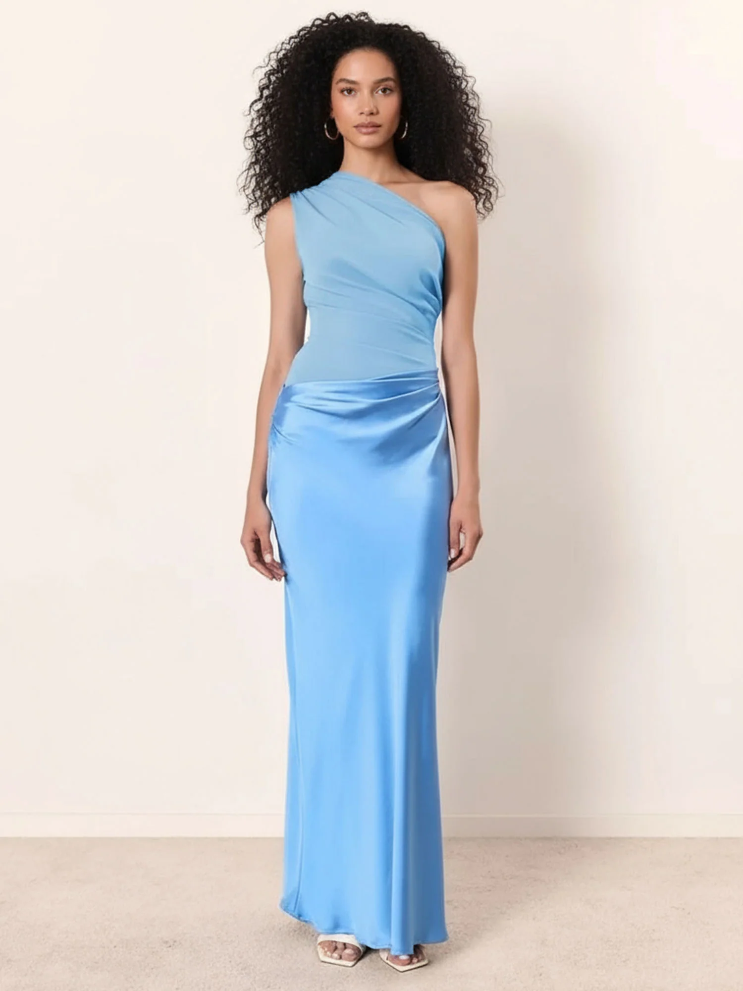 Blue Bold Maxi Dress Party Elegance