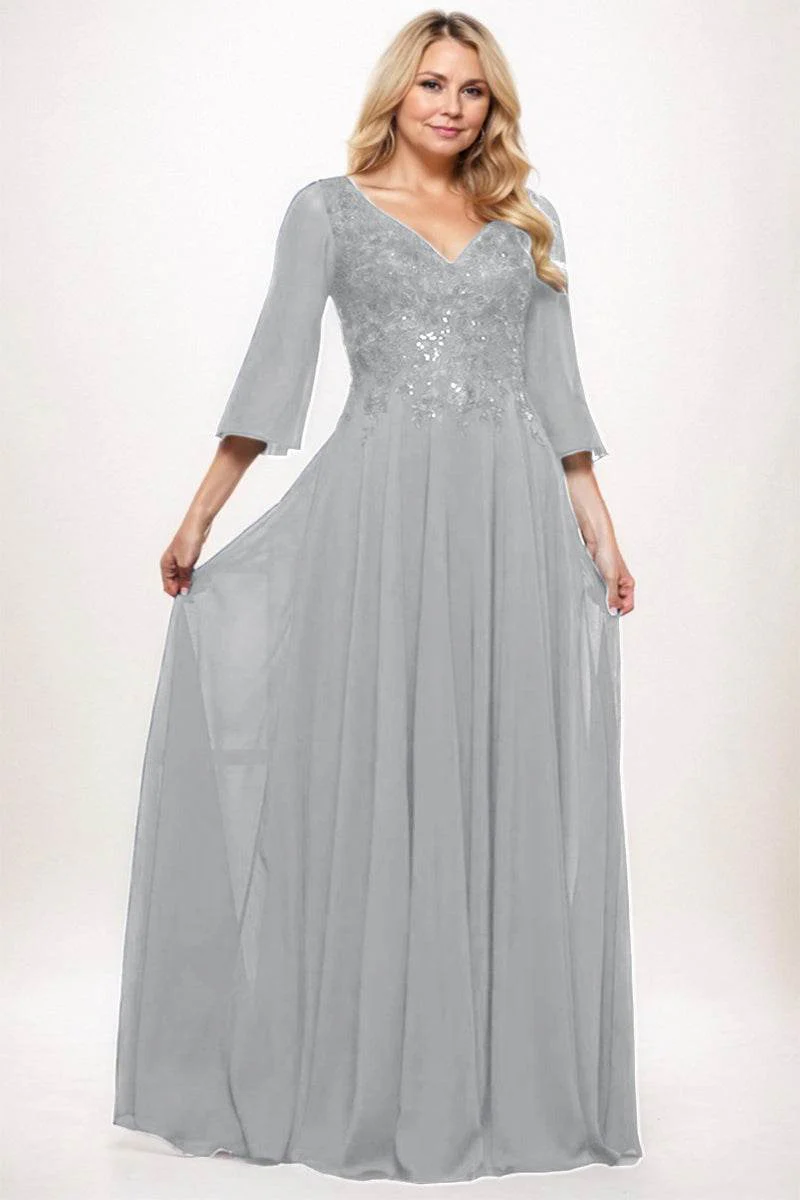 A-Line Maxi Chiffon Mother Dress CM0254