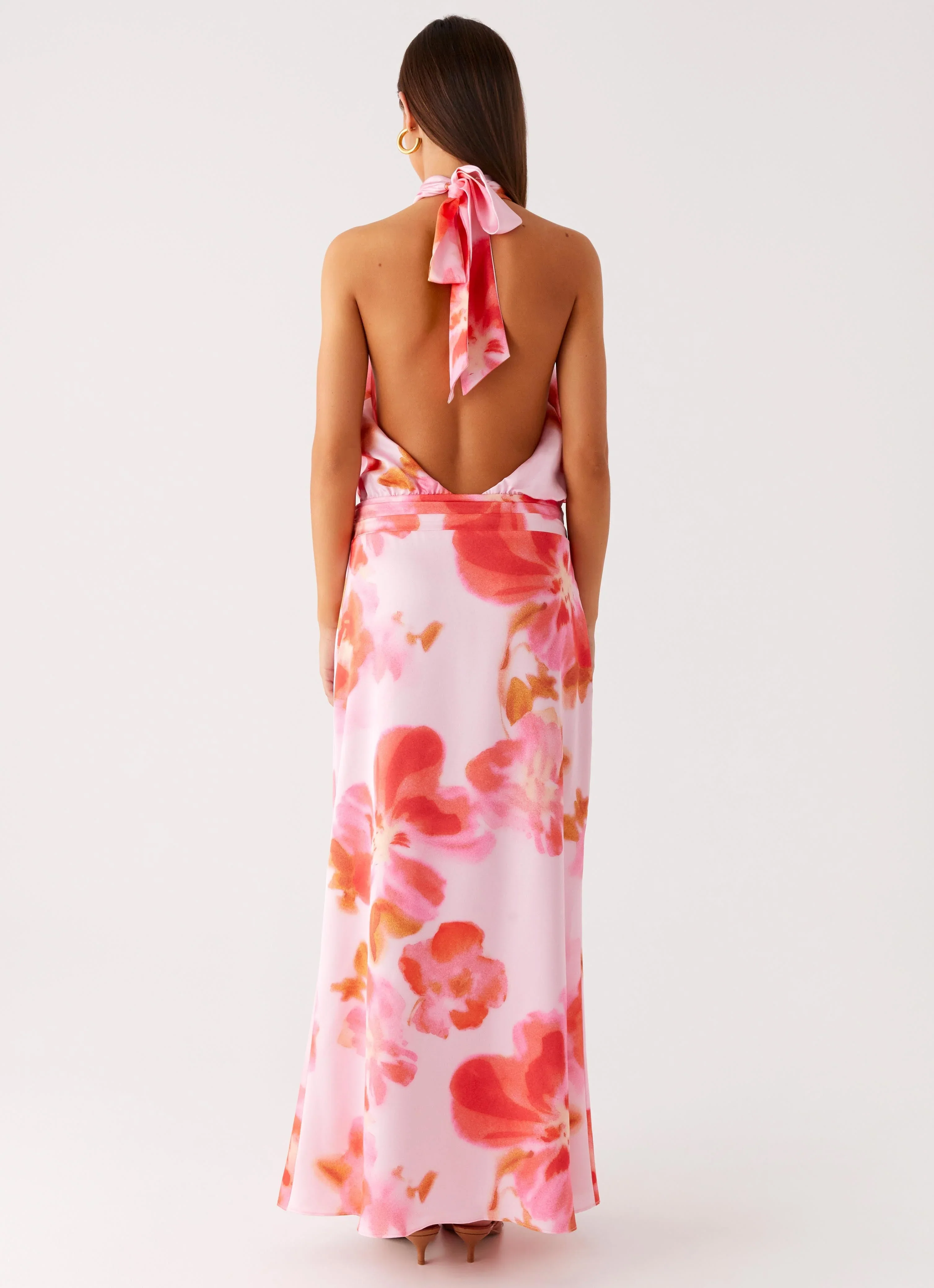 Diablo Backless Maxi Dress - Blushing Blossom