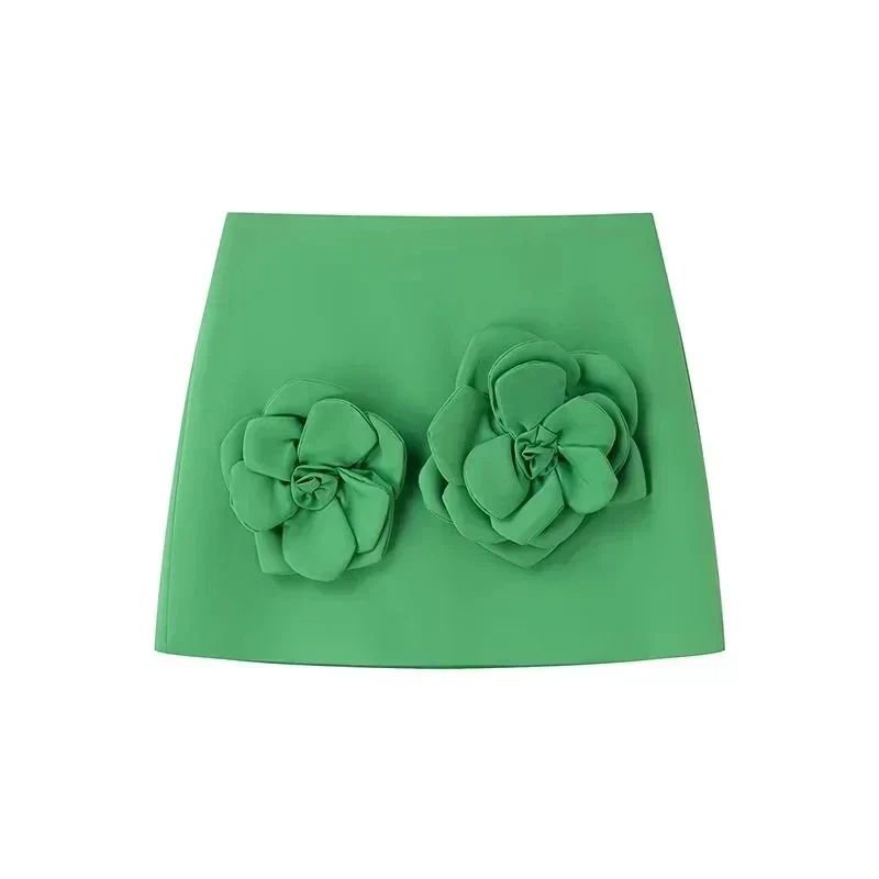 3D Flower Skirt and Sleeveless Crop Top Set - luluinthesky