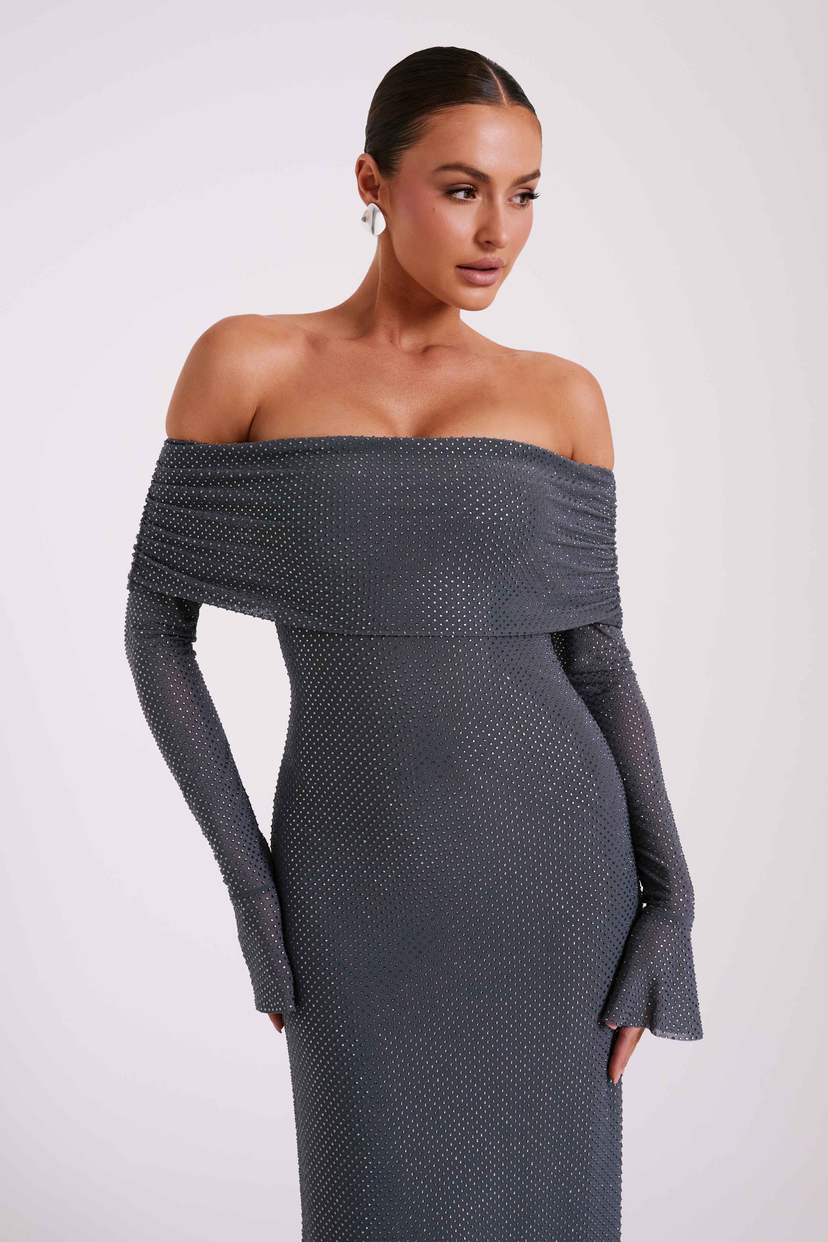 Marcel-Square-Diamante-Maxi-Dress-Gunmetal