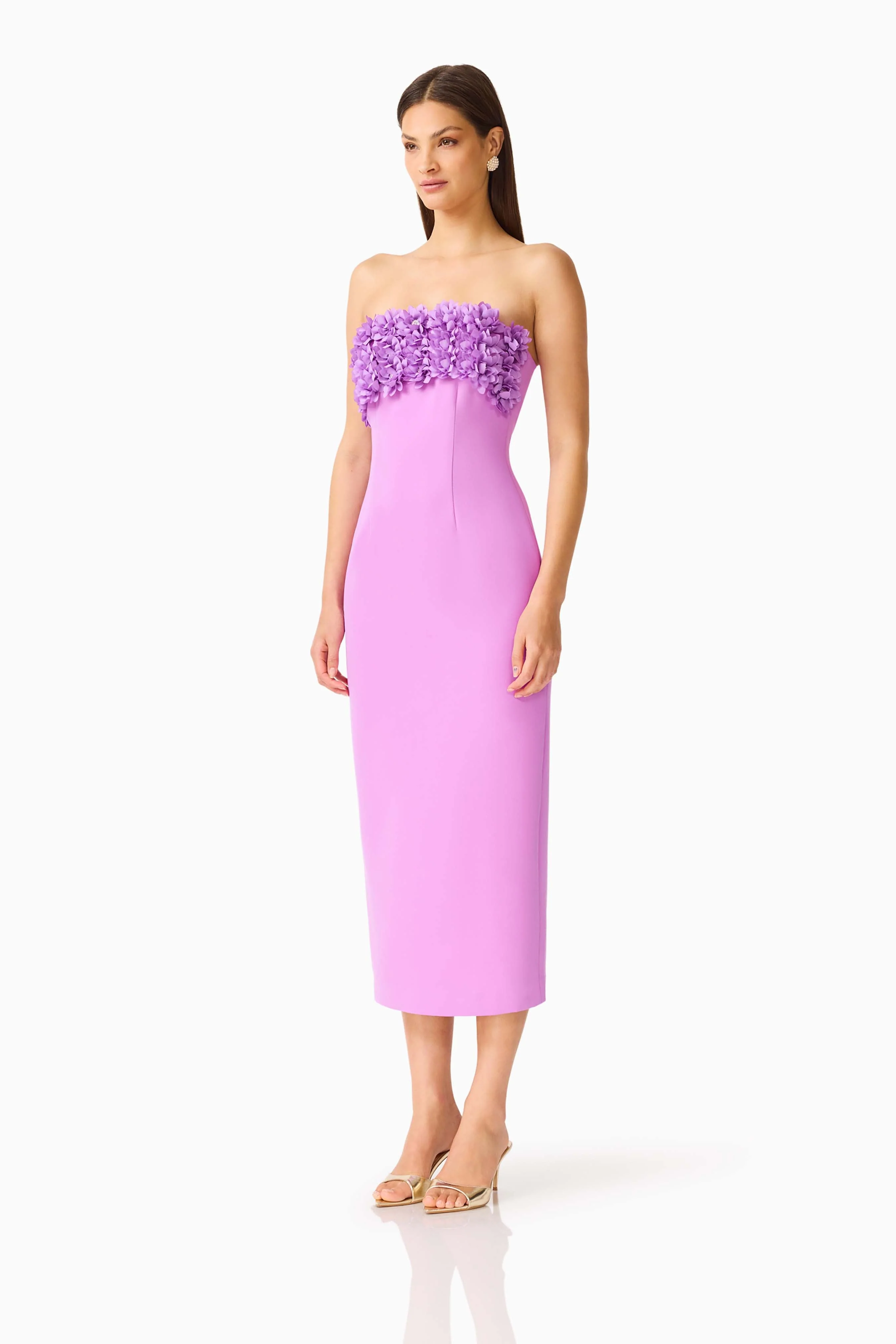 Solenne Column Midi Dress in Purple