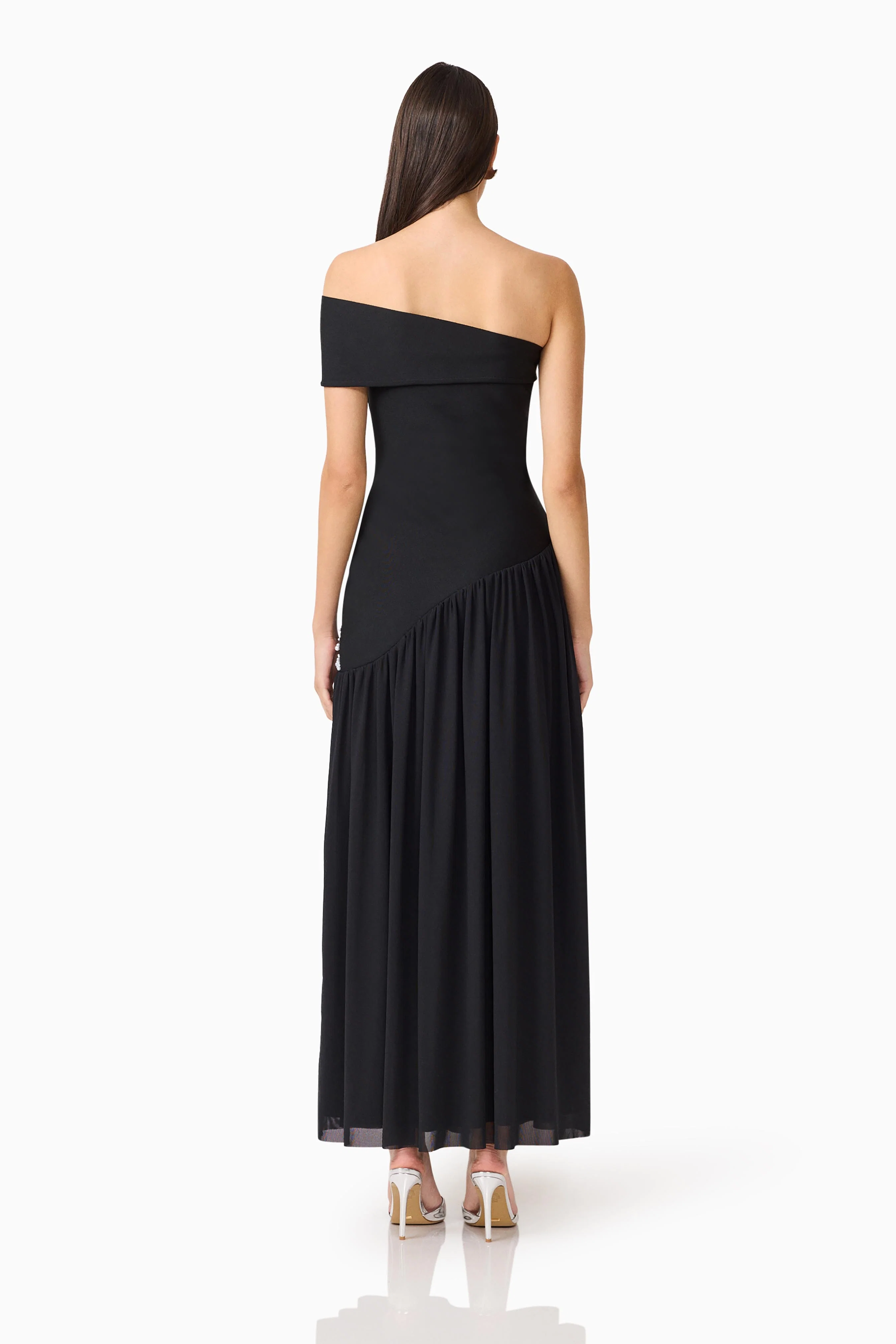 Natasia Off Shoulder Gown in Black
