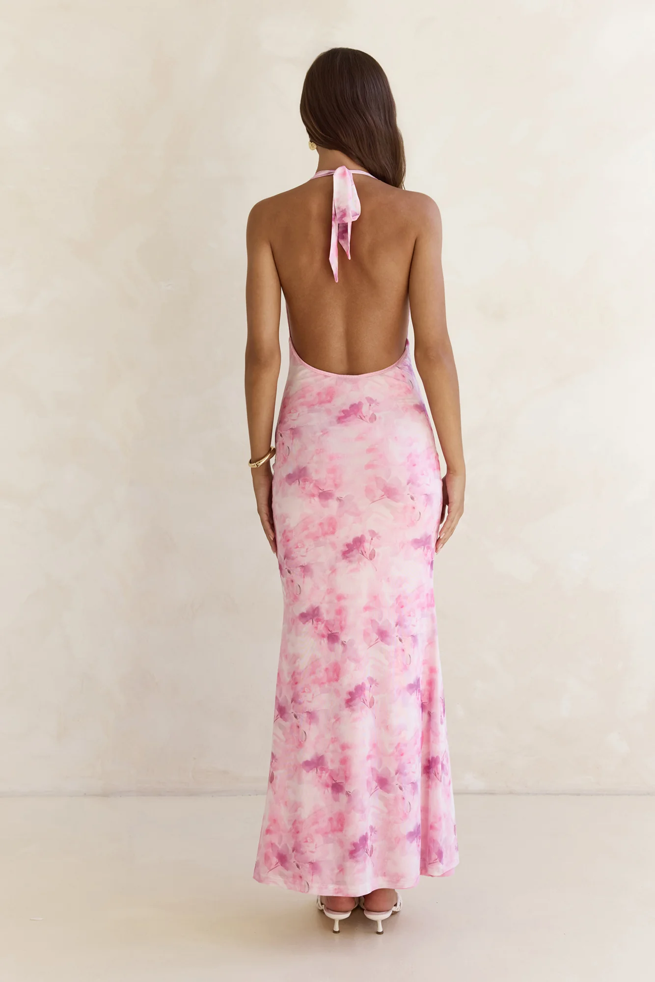 Blooming Loves Mesh Halter Maxi Dress Pink - luluinthesky