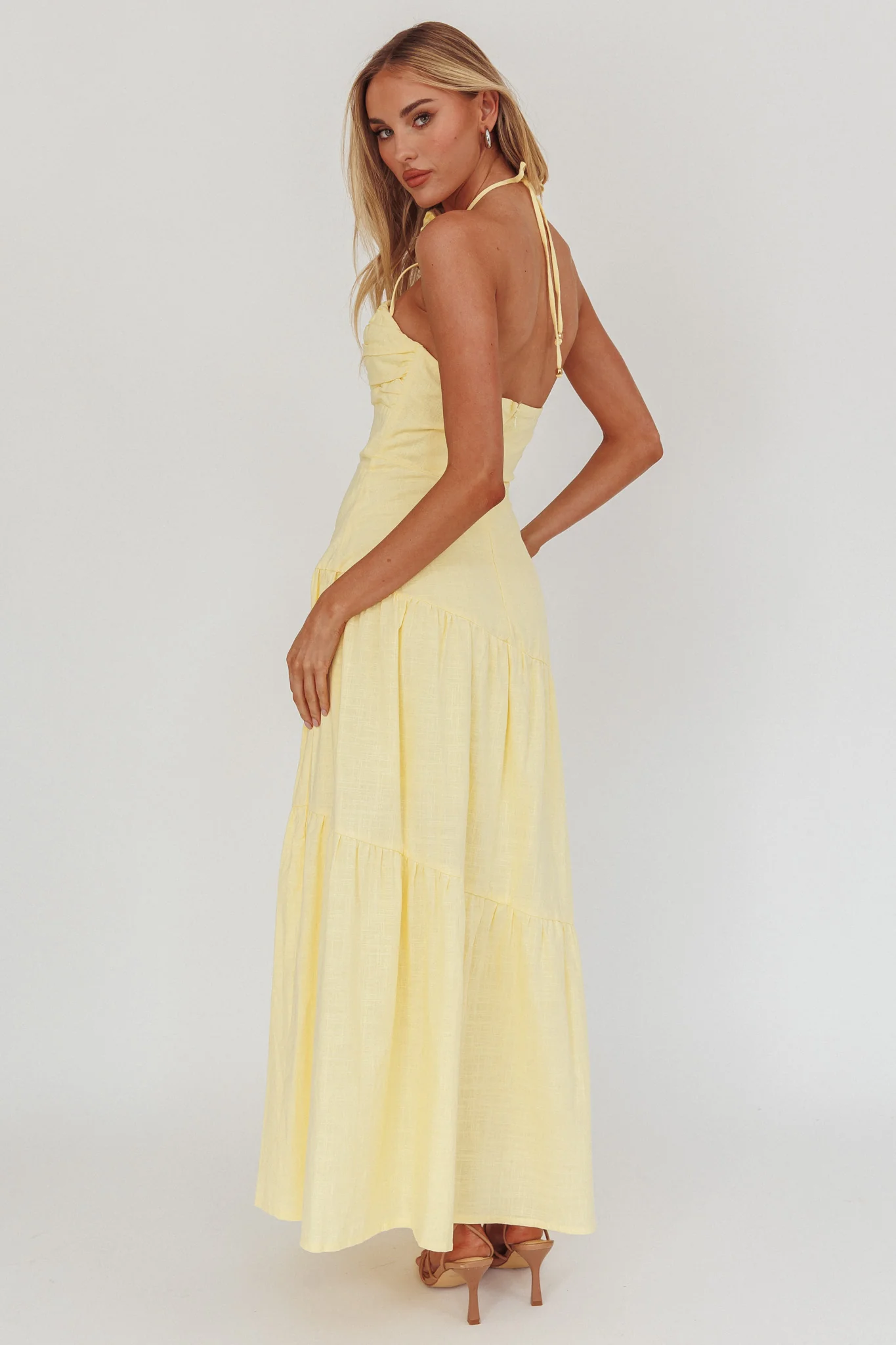 Bondi Rose Decoration Maxi Dress Lemon - luluinthesky