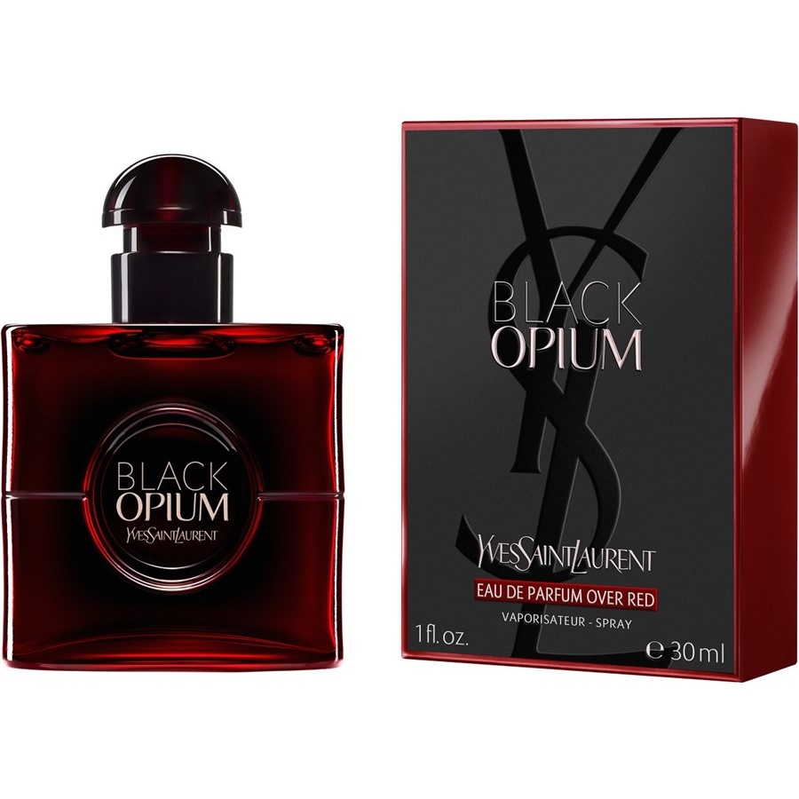 Yves Saint Laurent Black Opium Eau de Parfum Spray Over Red