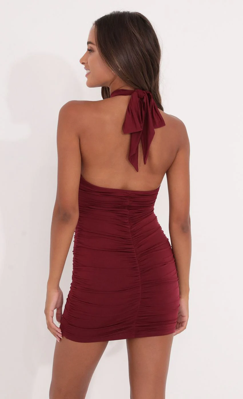 Halter Dress in Burgundy