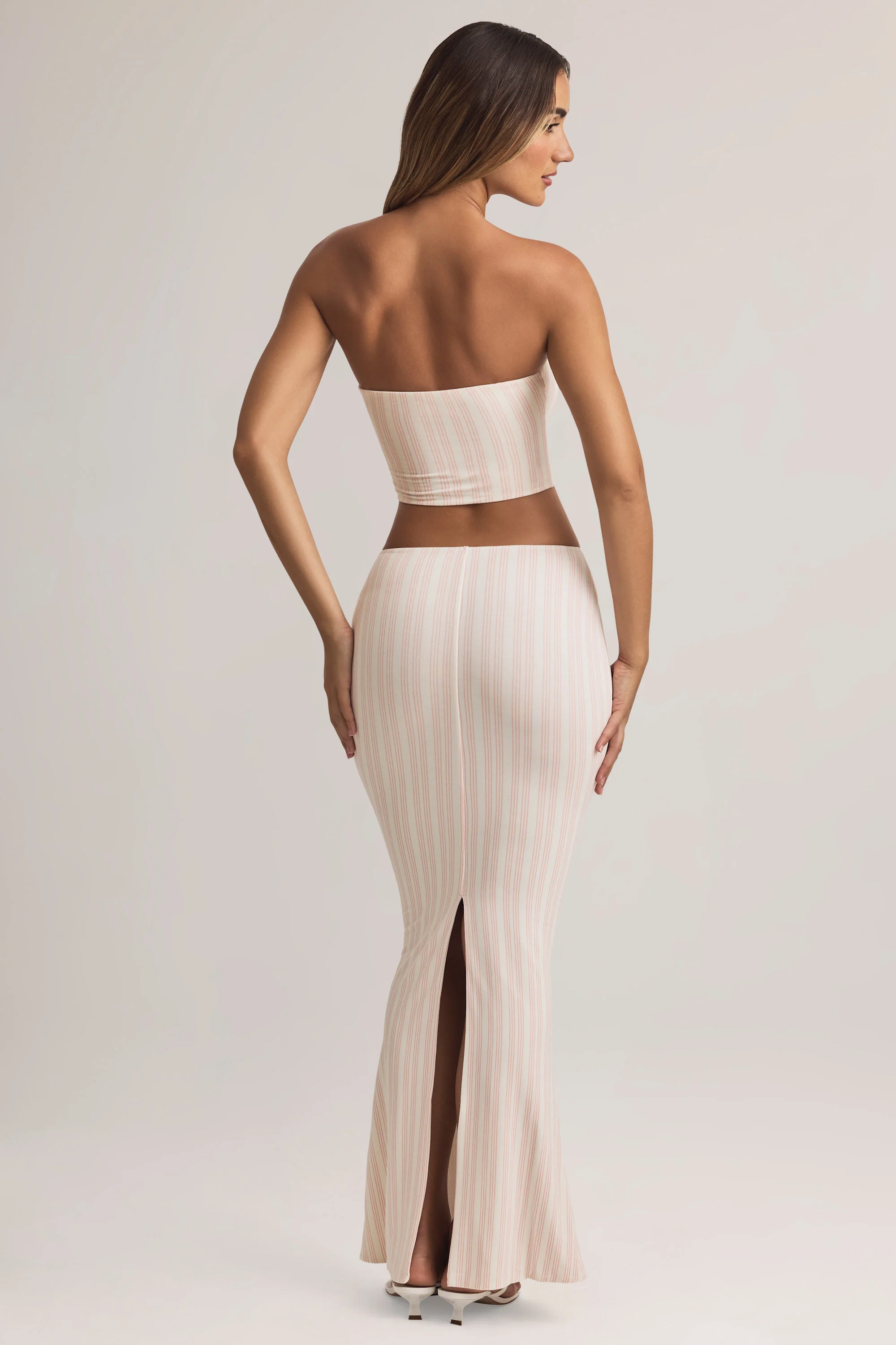 Modal Mid-Rise Maxi Skirt in Stripe Print