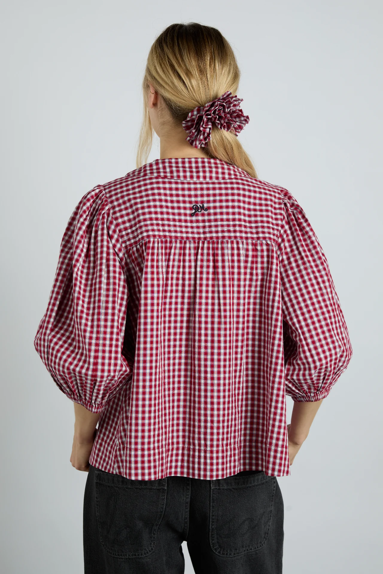 mila blouse - cherry gingham - luluinthesky
