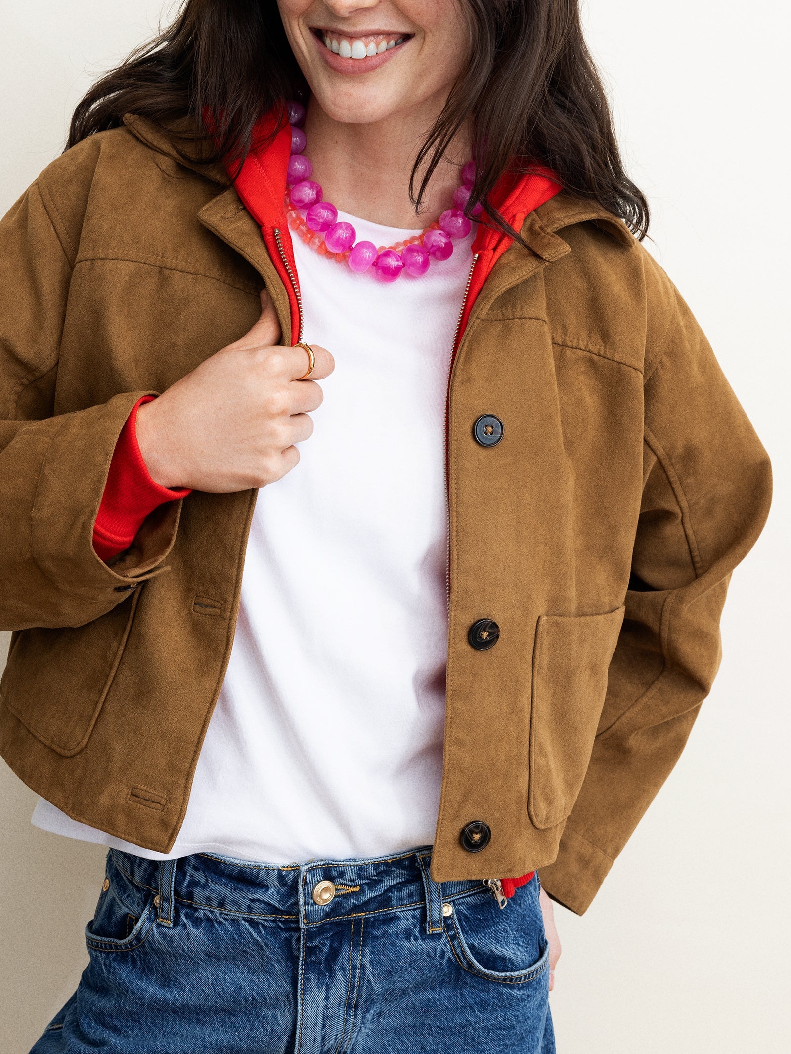 Joan Semi-Precious Necklace - Fuchsia Agate Bead
