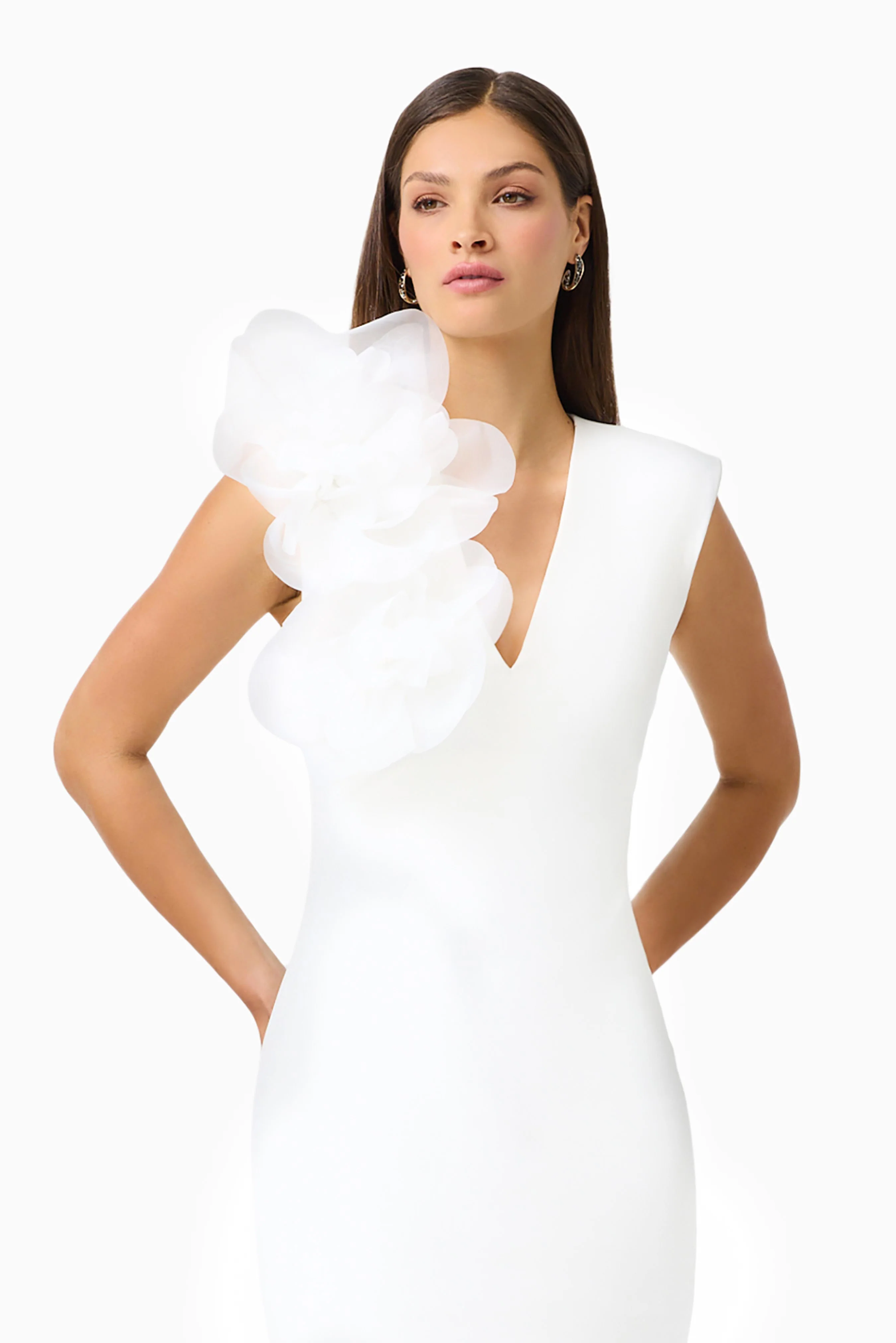 Verdessa V-Neck Maxi Dress in White